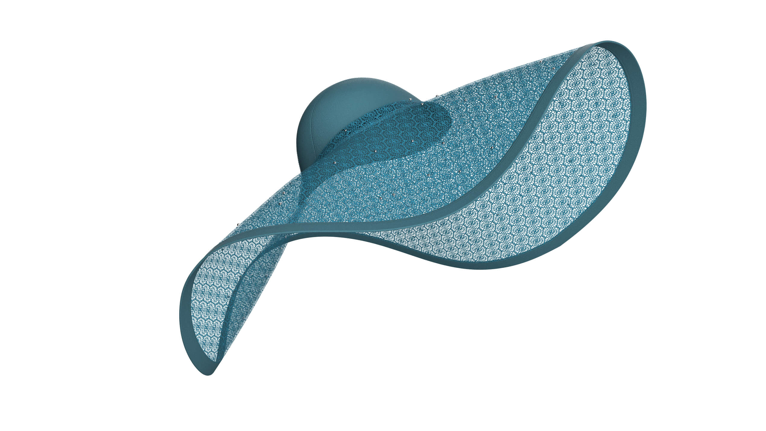 Girls Sun Hat with Lace Patterned 3D Model