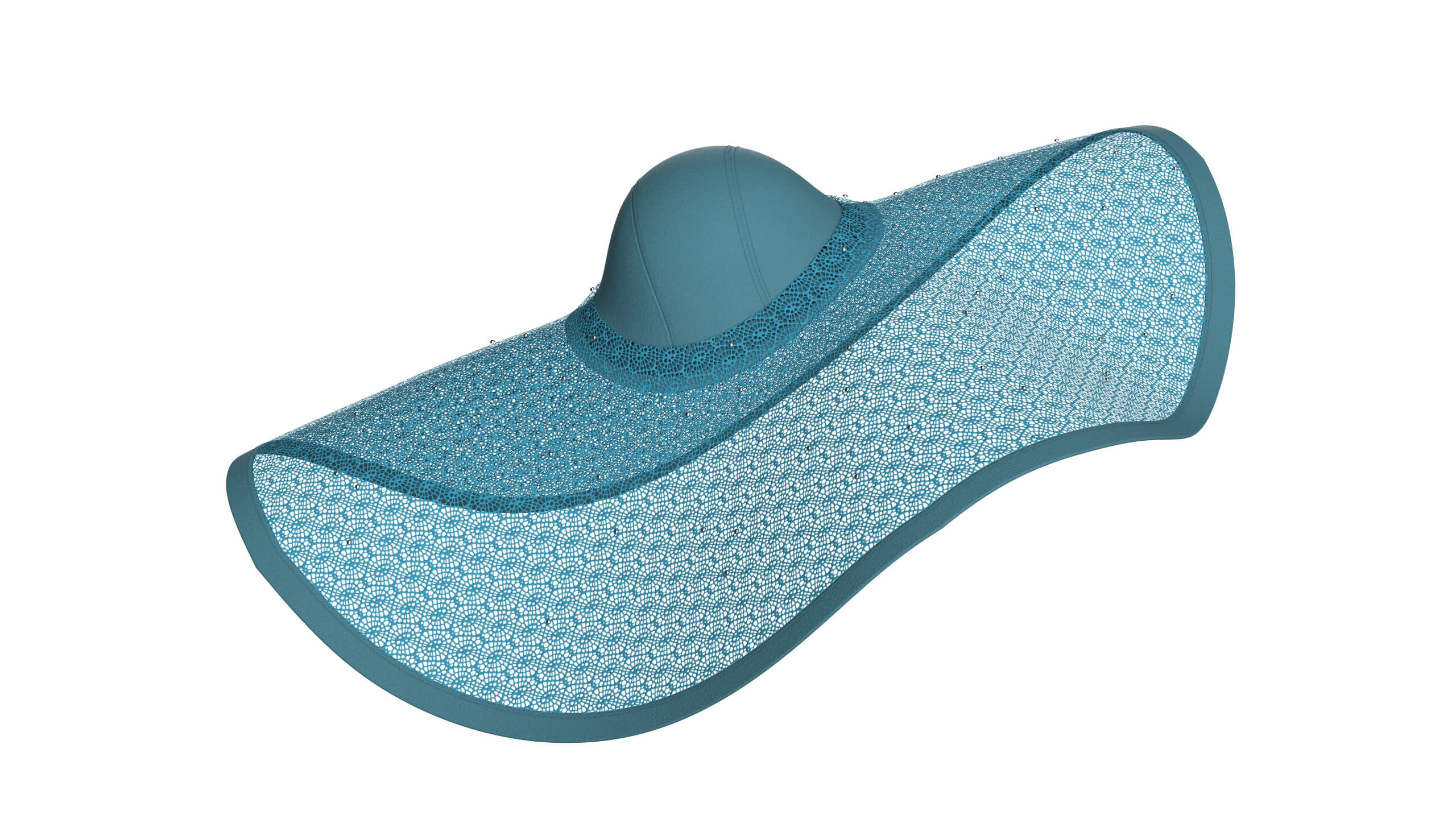 Girls Sun Hat with Lace Patterned 3D Model