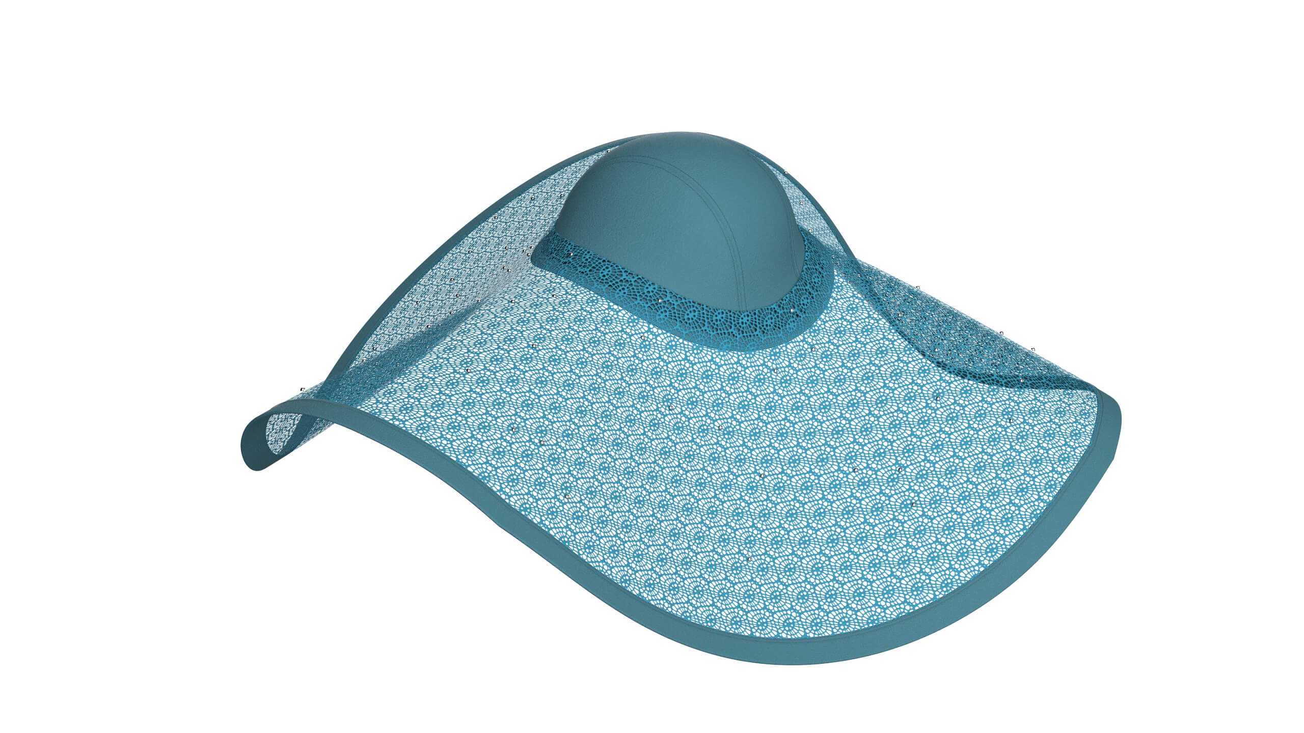 Girls Sun Hat with Lace Patterned 3D Model