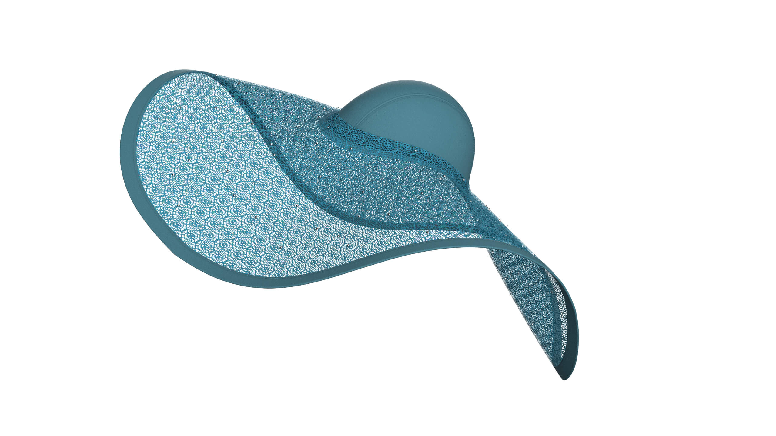 Girls Sun Hat with Lace Patterned 3D Model
