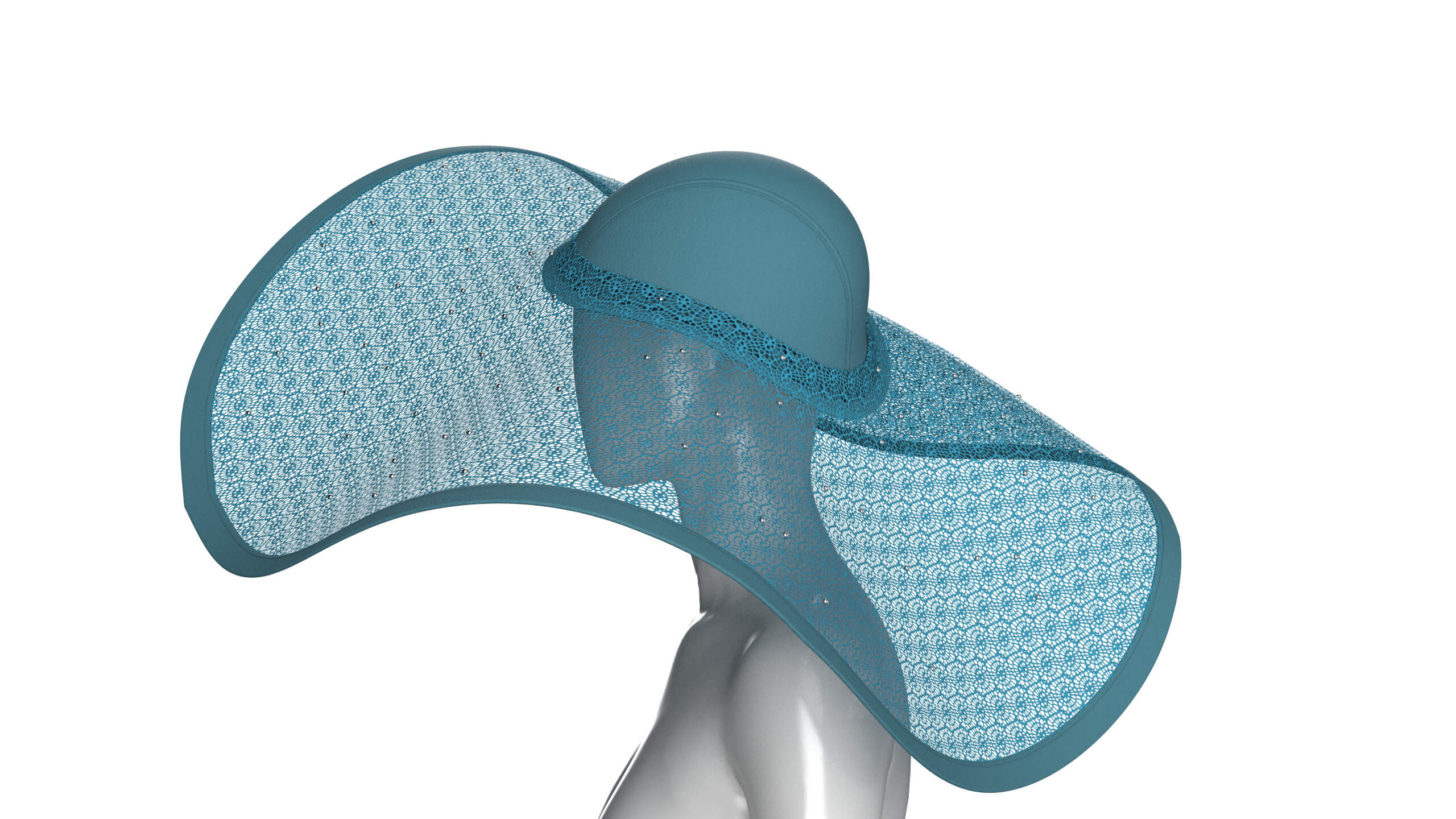 Girls Sun Hat with Lace Patterned 3D Model