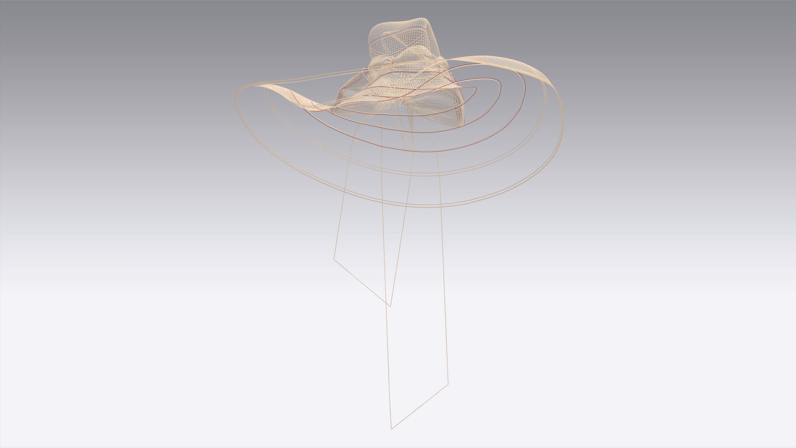 Girls Sun Hat with Long Back Ribbon Ties 3D Model