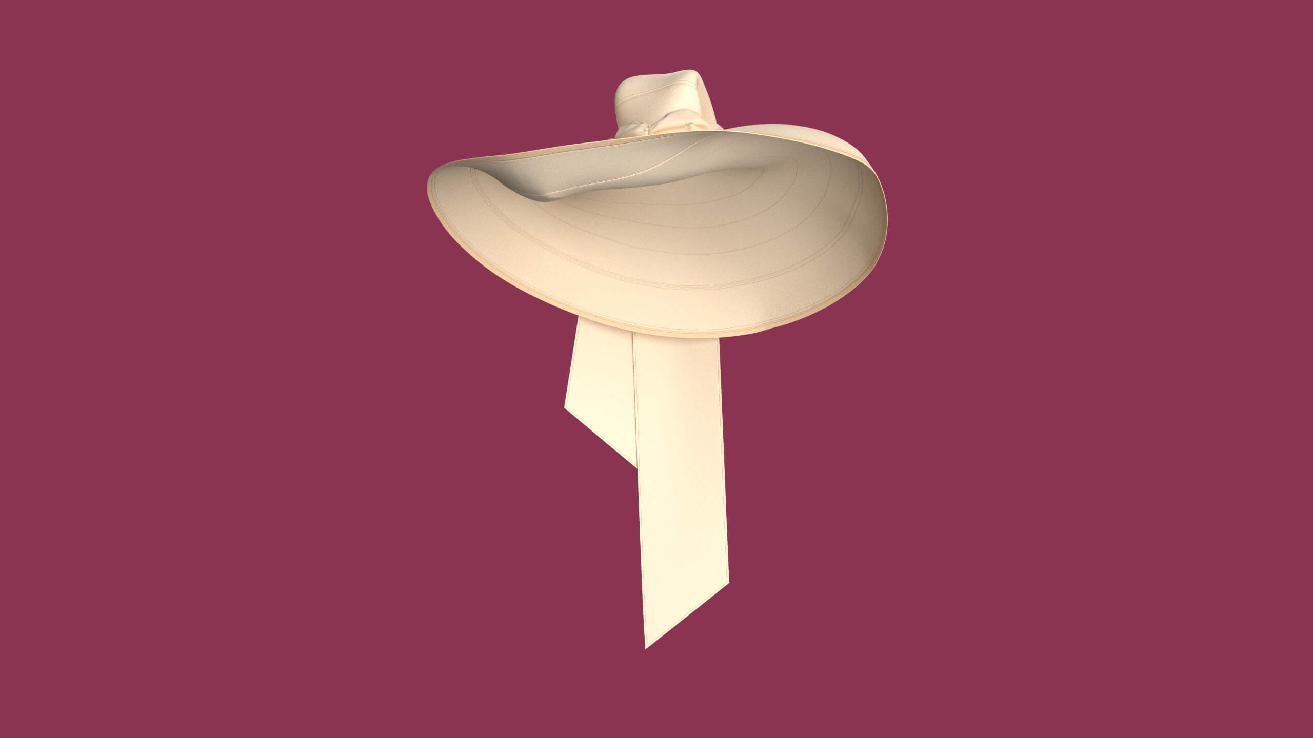 Girls Sun Hat with Long Back Ribbon Ties 3D Model