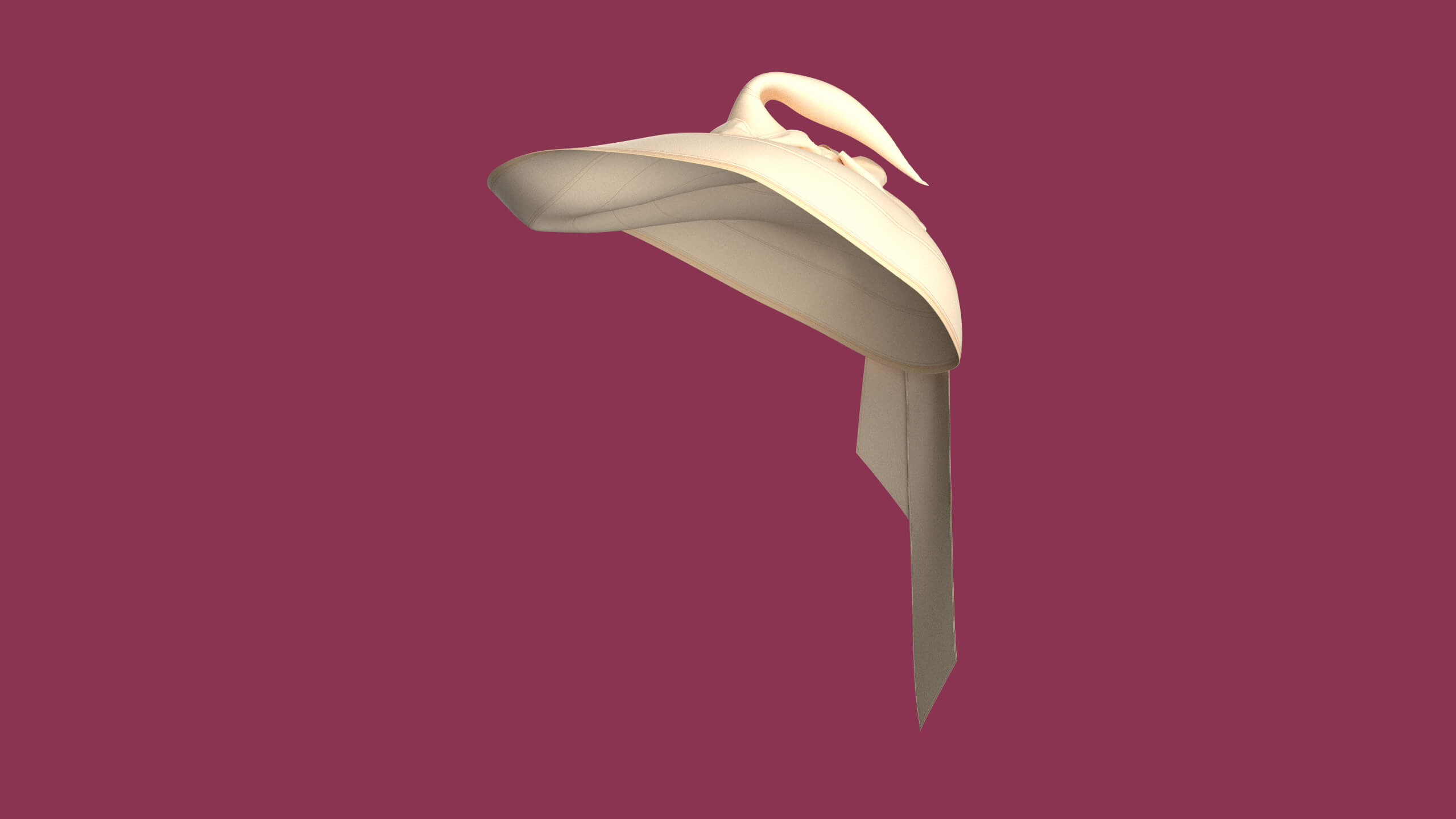 Girls Sun Hat with Long Back Ribbon Ties 3D Model