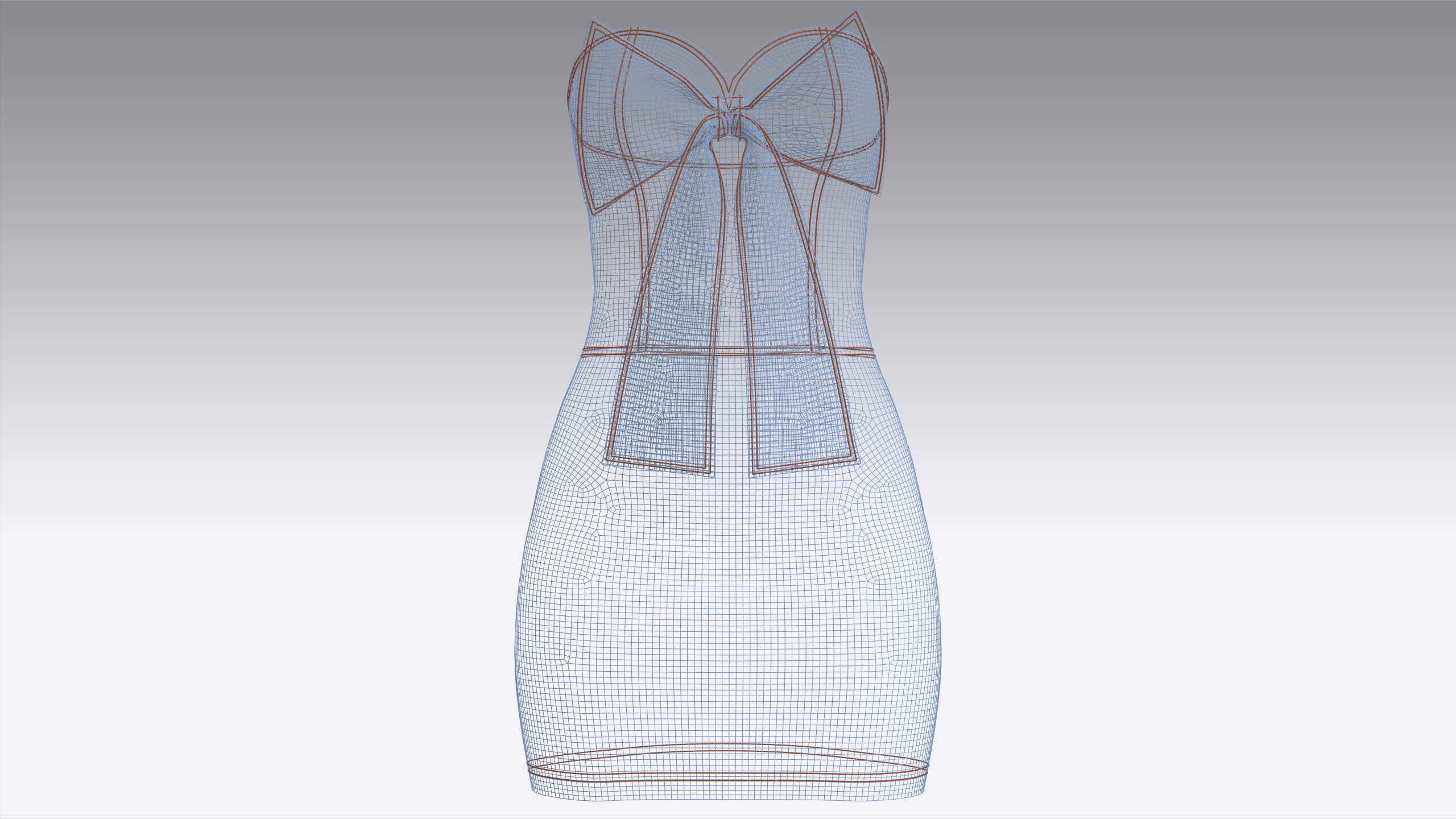 Girls Sweetheart Neckline Denim Mini Dress 3D Model