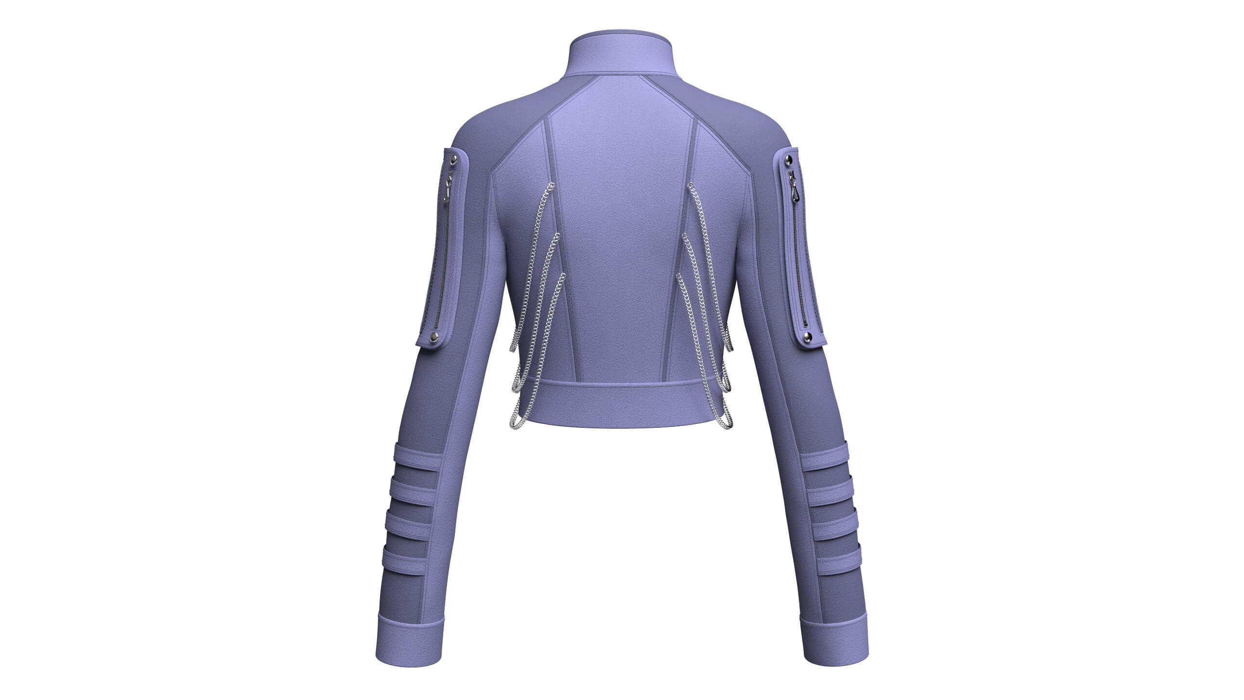 Girls Tactical Chained Half-Zip Crop Jacket 3D Model