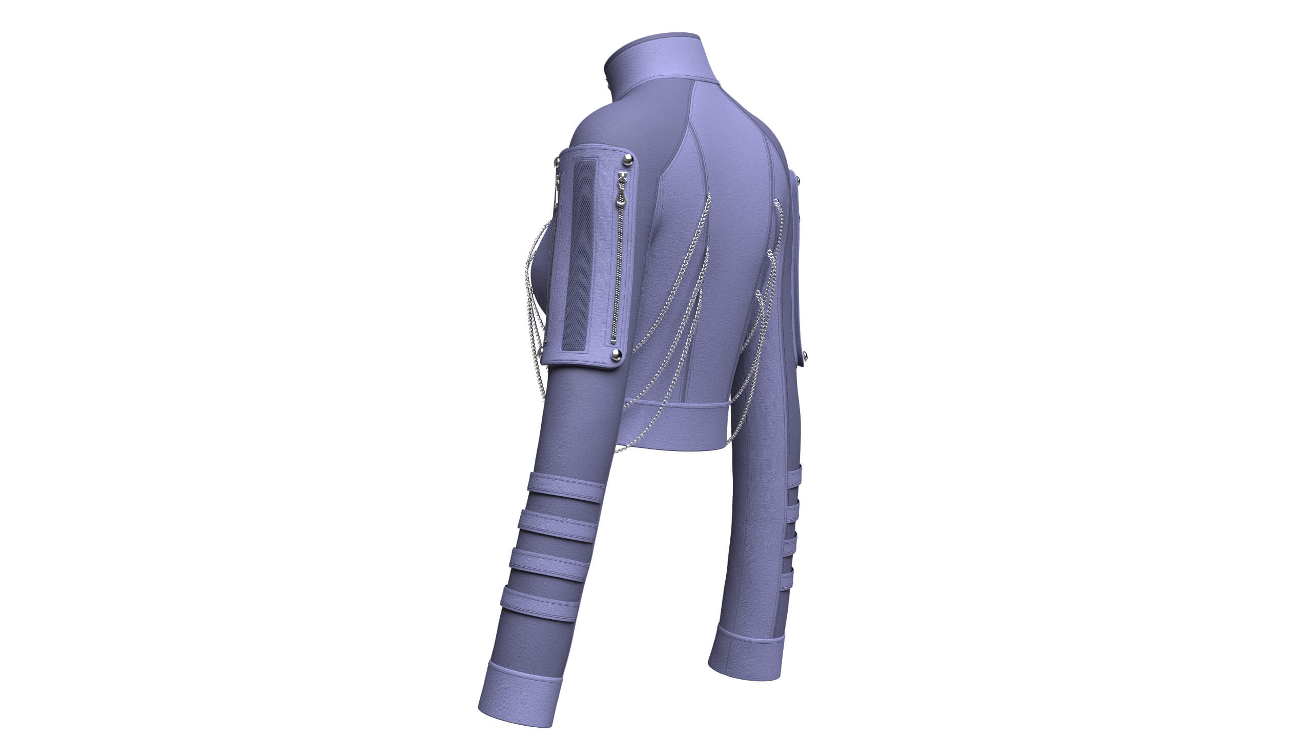 Girls Tactical Chained Half-Zip Crop Jacket 3D Model