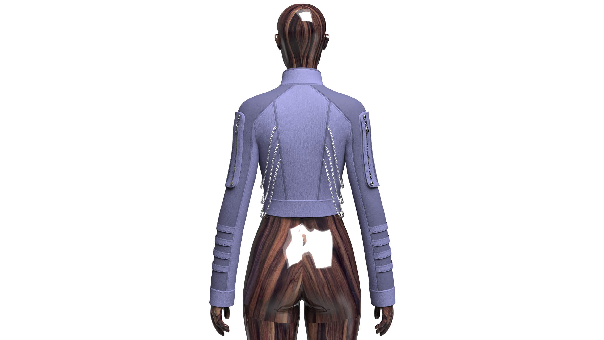 Girls Tactical Chained Half-Zip Crop Jacket 3D Model