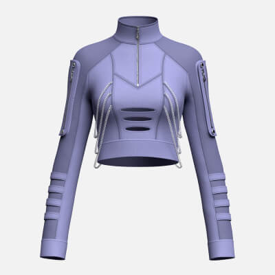Girls Tactical Chained Half-Zip Crop Jacket