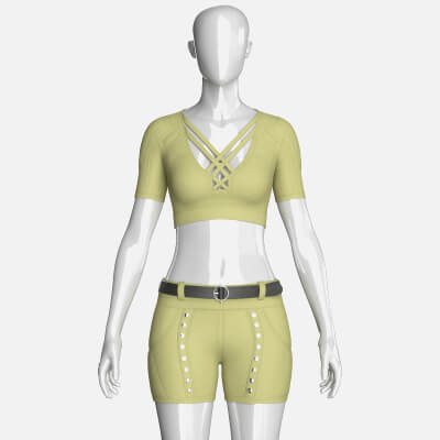 Girls Tactical Criss Cross Strap Crop Top with Shorts
