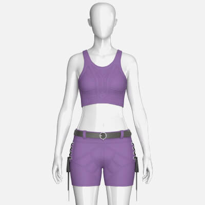 Girls Tactical Crisscross Strap Crop Top with Shorts