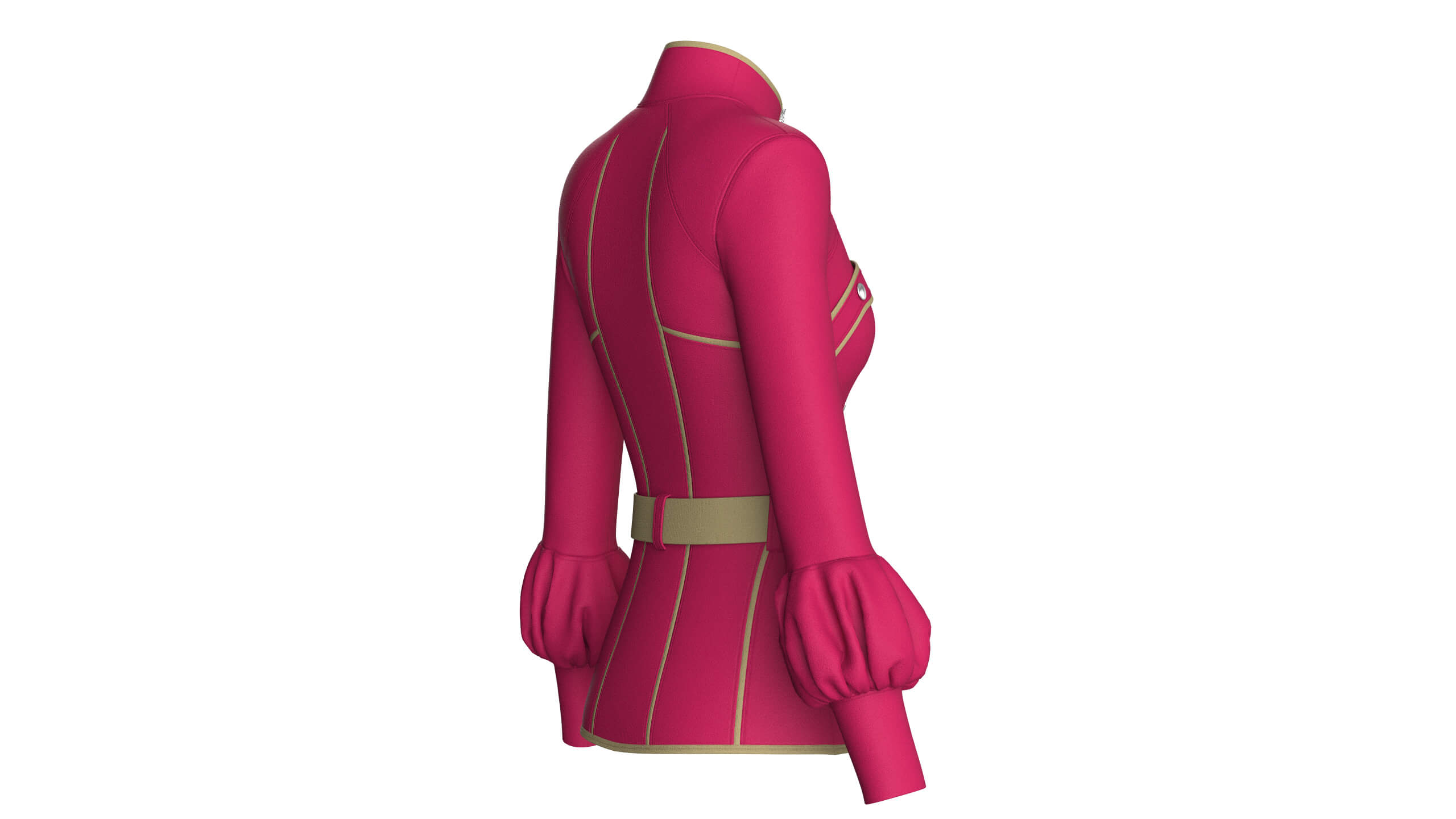 Girls Tactical Full-Zip Jacket with Piping 3D Model
