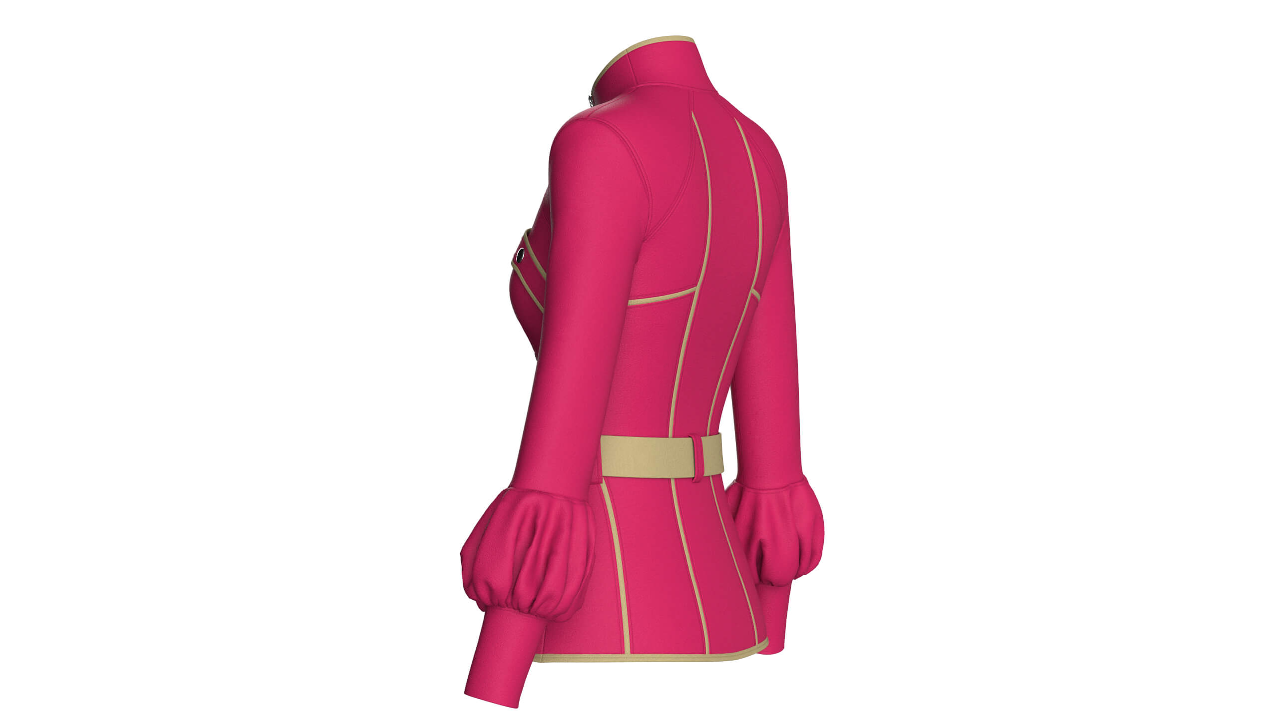 Girls Tactical Full-Zip Jacket with Piping 3D Model