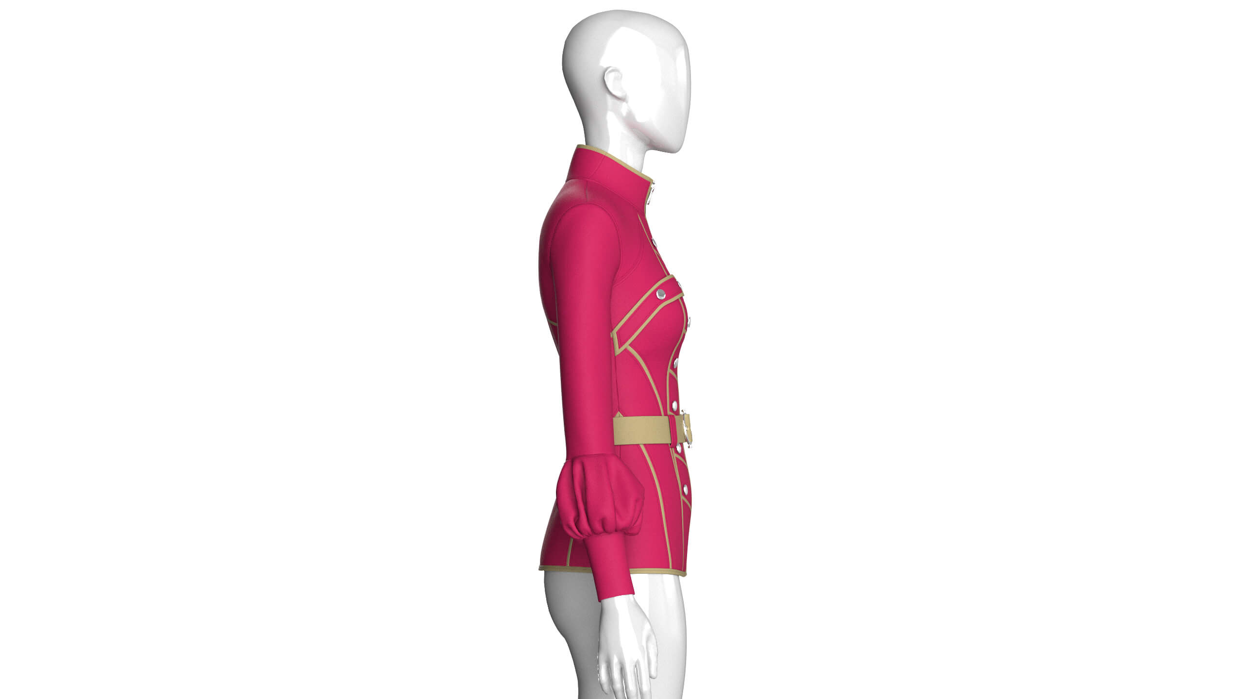 Girls Tactical Full-Zip Jacket with Piping 3D Model