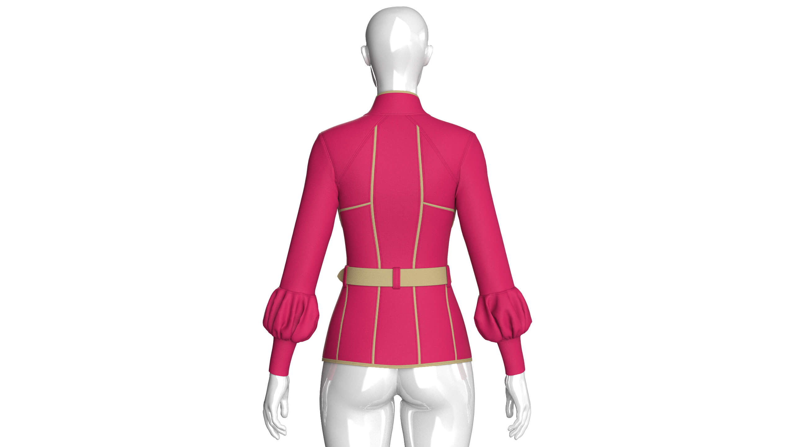Girls Tactical Full-Zip Jacket with Piping 3D Model