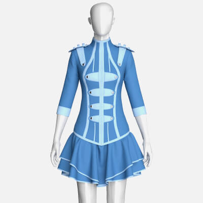 Girls Tactical Half-Sleeve Ruffled Mini Dress