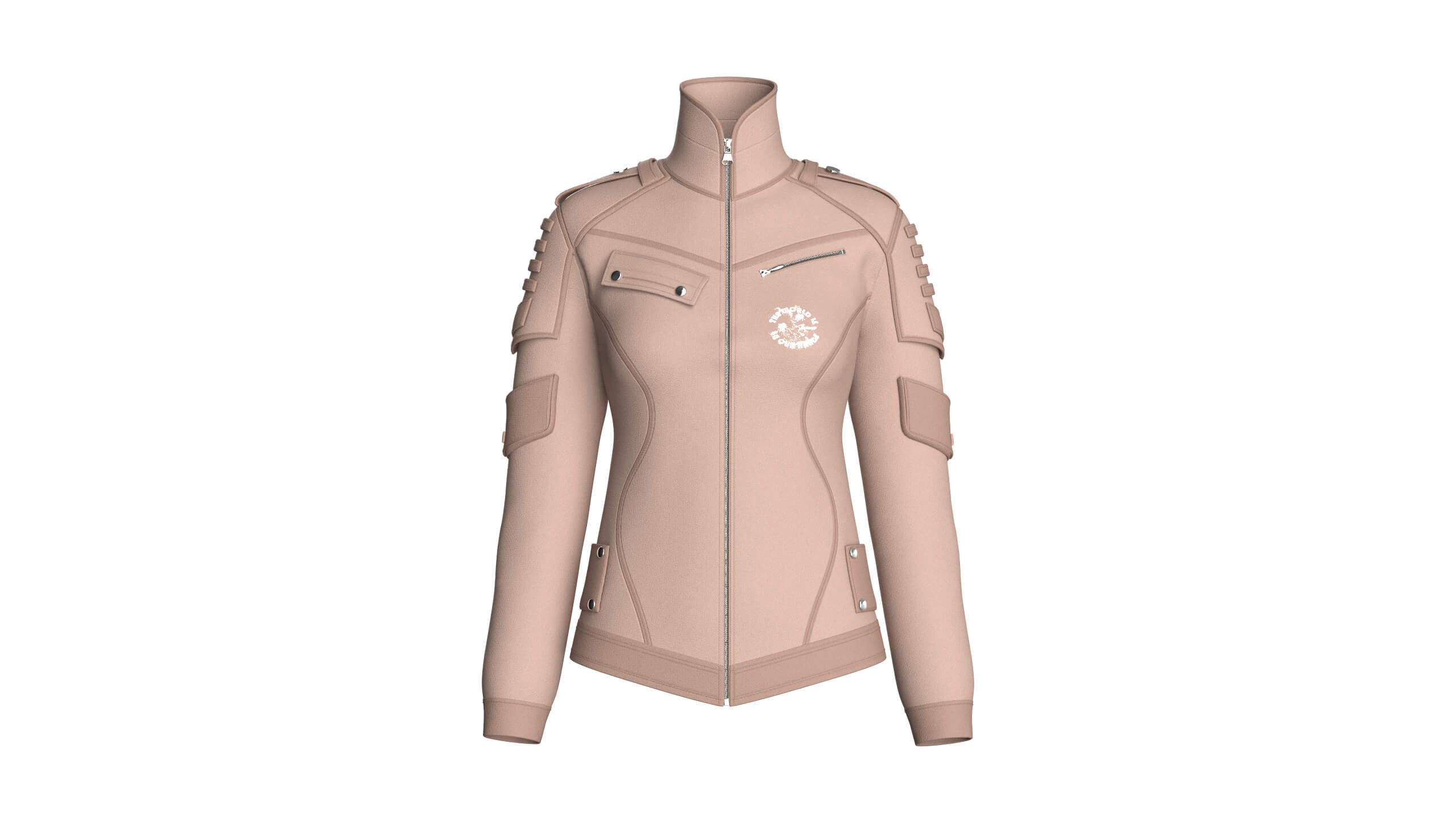 Girls Tactical Jacket with Logo Print 3D Model