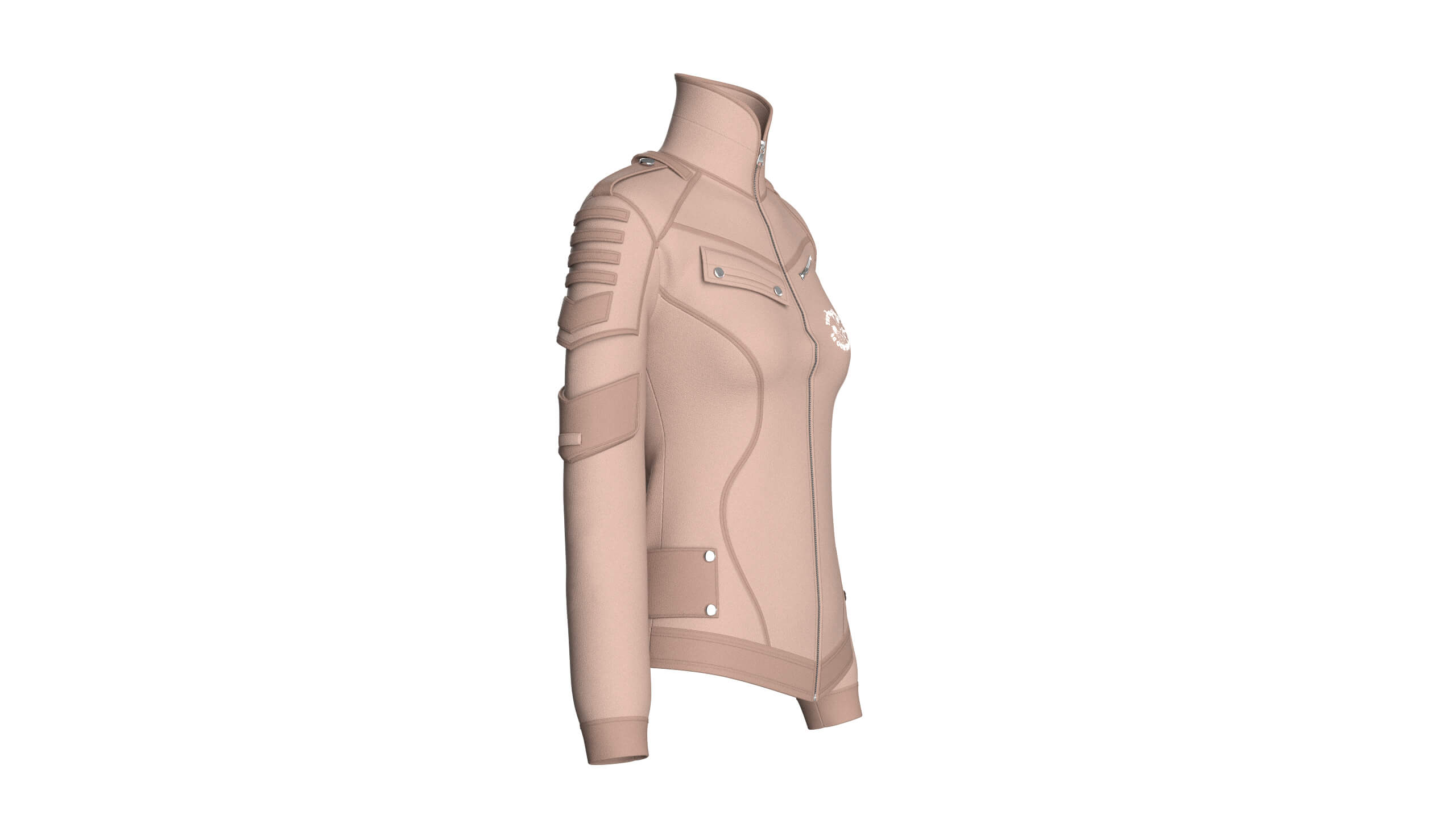 Girls Tactical Jacket with Logo Print 3D Model