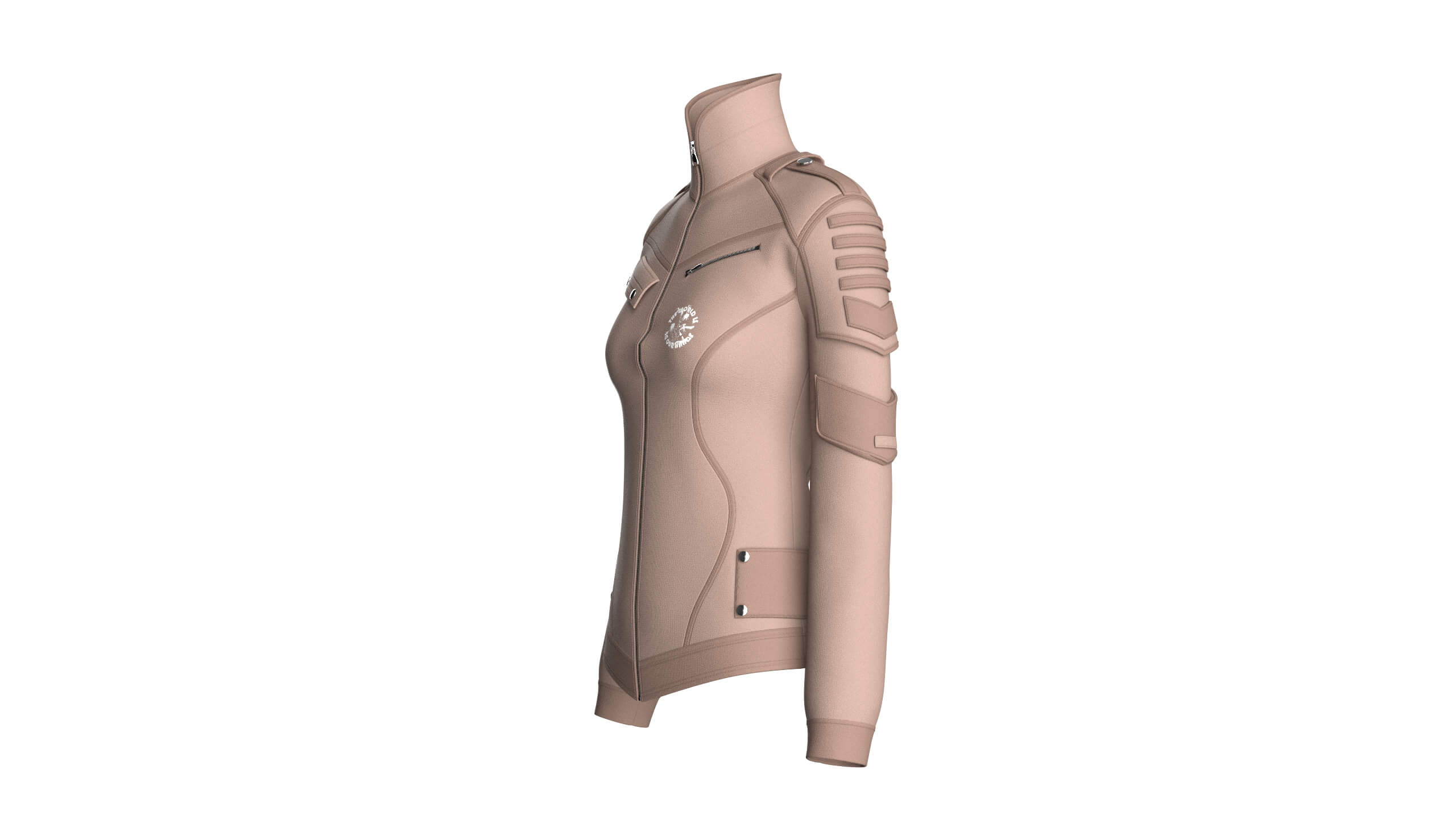 Girls Tactical Jacket with Logo Print 3D Model