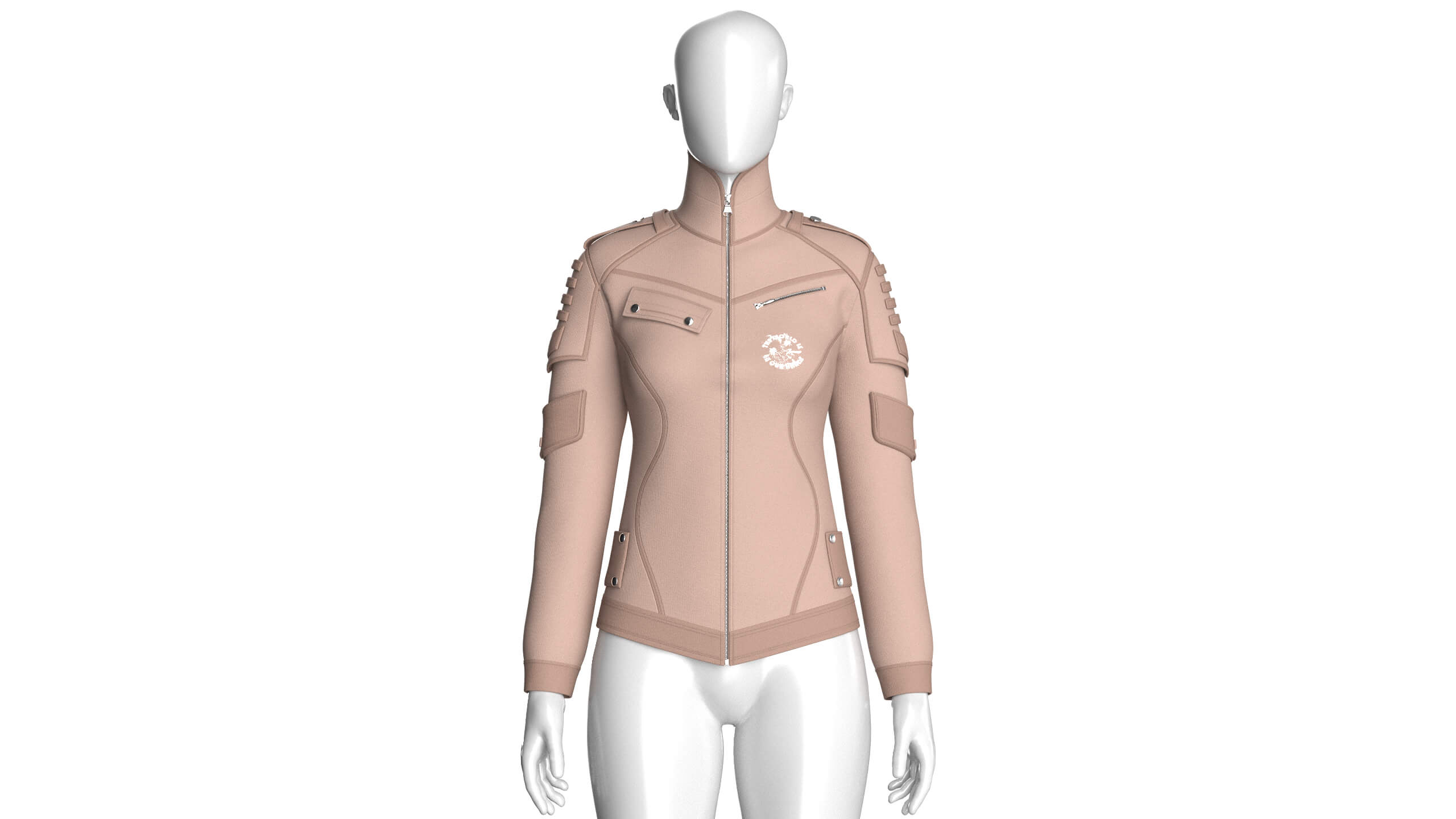 Girls Tactical Jacket with Logo Print 3D Model