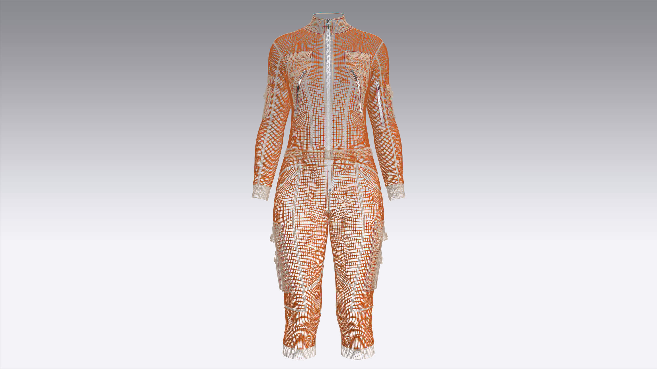 Girls Tactical Jumpsuit with Contrast Piping 3D Model