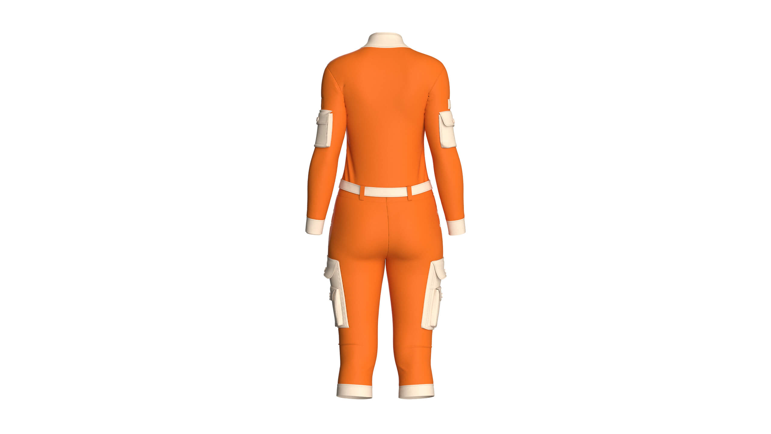 Girls Tactical Jumpsuit with Contrast Piping 3D Model
