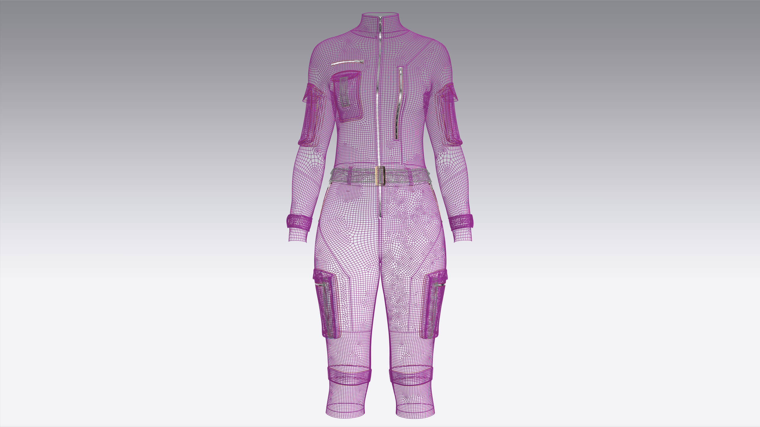 Girls Tactical Jumpsuit with Contrast Straps 3D Model