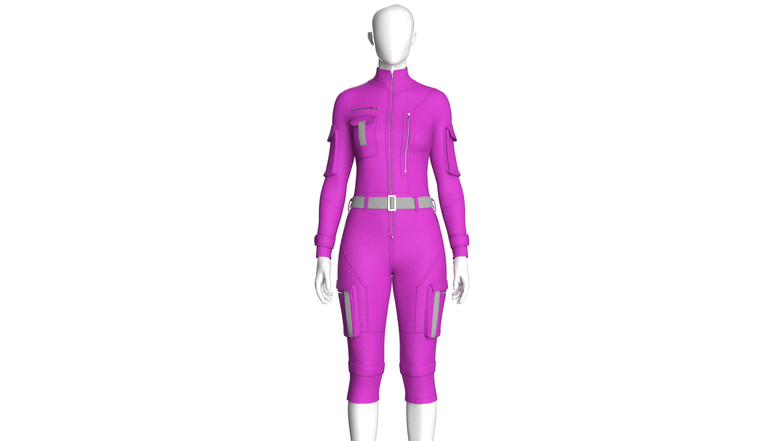 Girls Tactical Jumpsuit with Contrast Straps 3D Model