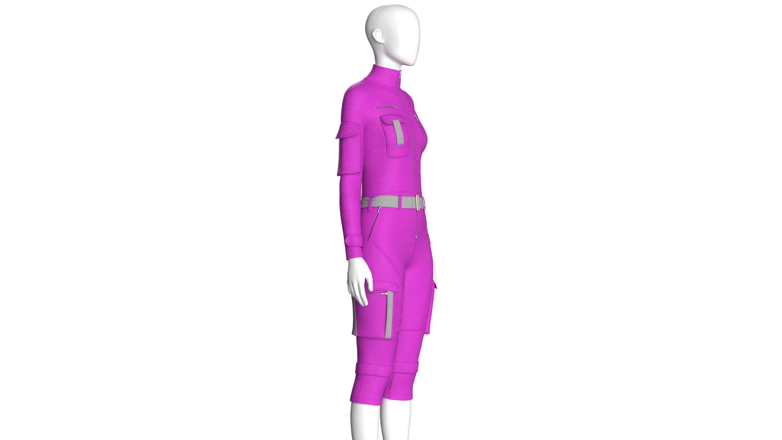 Girls Tactical Jumpsuit with Contrast Straps 3D Model