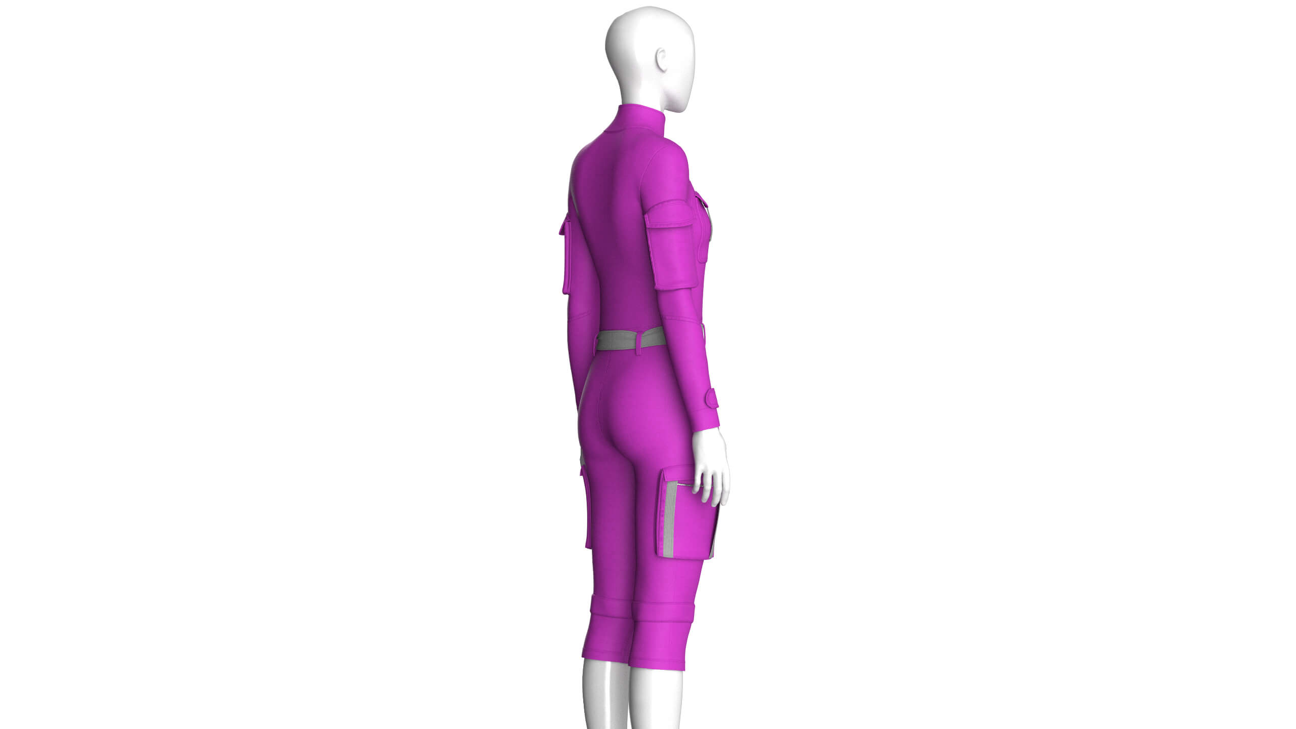 Girls Tactical Jumpsuit with Contrast Straps 3D Model