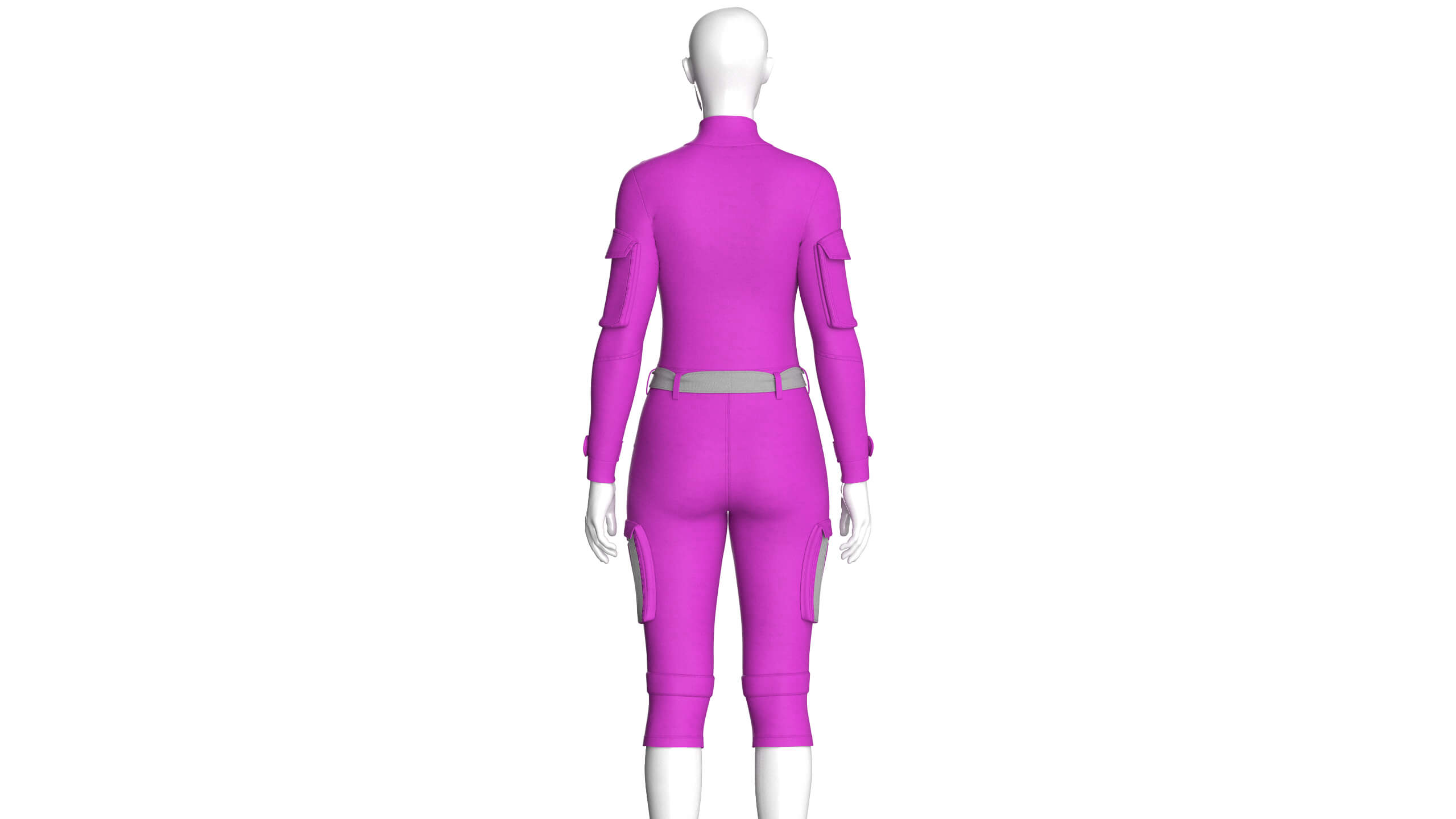 Girls Tactical Jumpsuit with Contrast Straps 3D Model