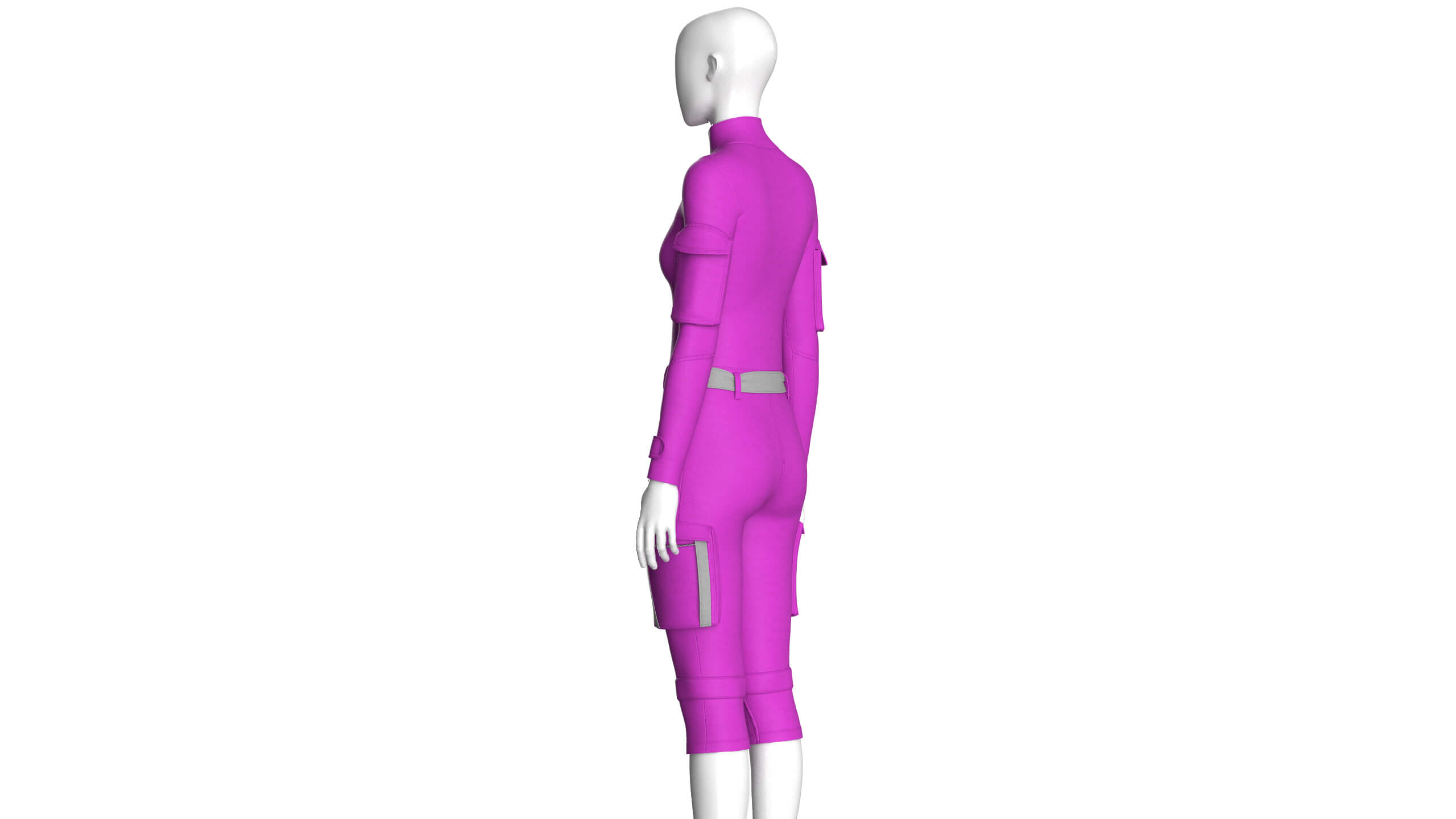 Girls Tactical Jumpsuit with Contrast Straps 3D Model
