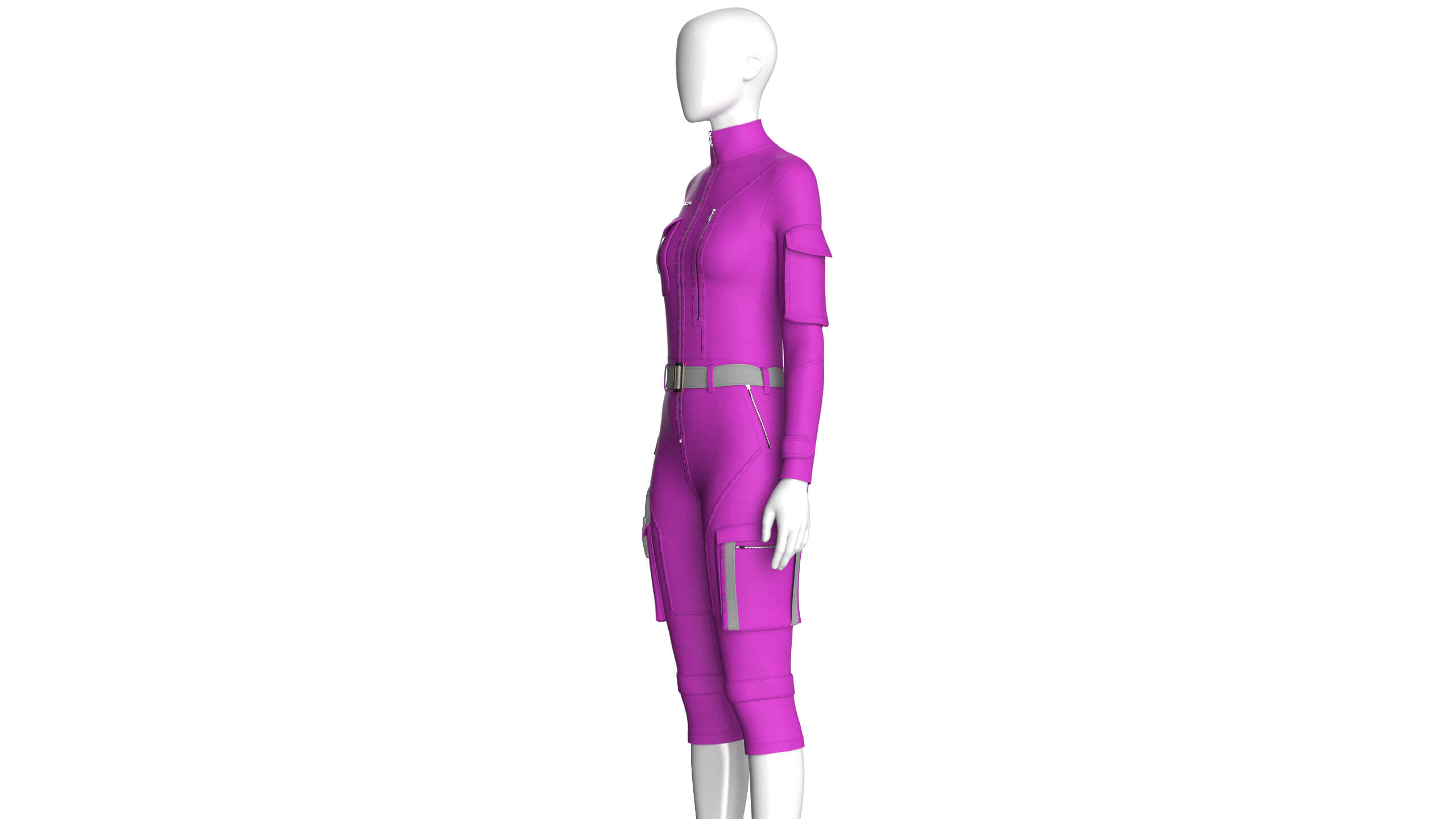Girls Tactical Jumpsuit with Contrast Straps 3D Model
