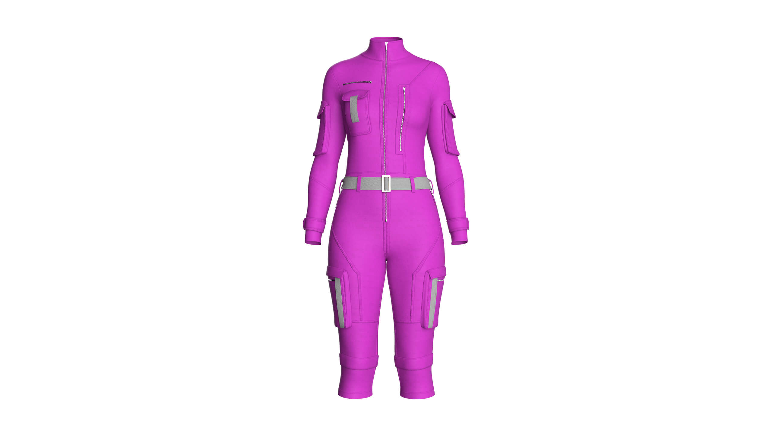 Girls Tactical Jumpsuit with Contrast Straps 3D Model