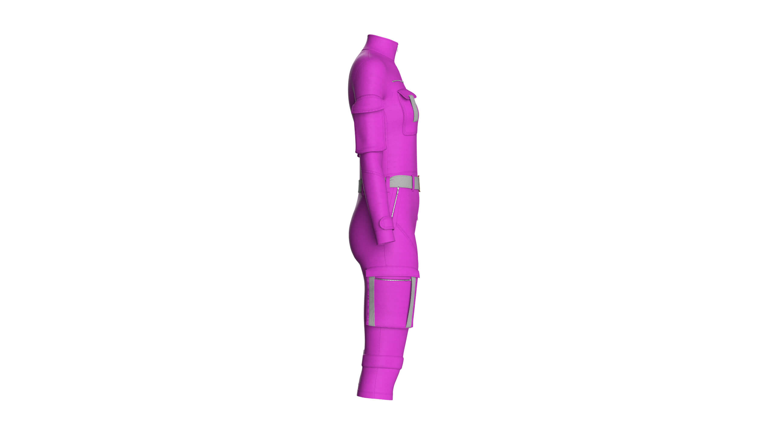 Girls Tactical Jumpsuit with Contrast Straps 3D Model