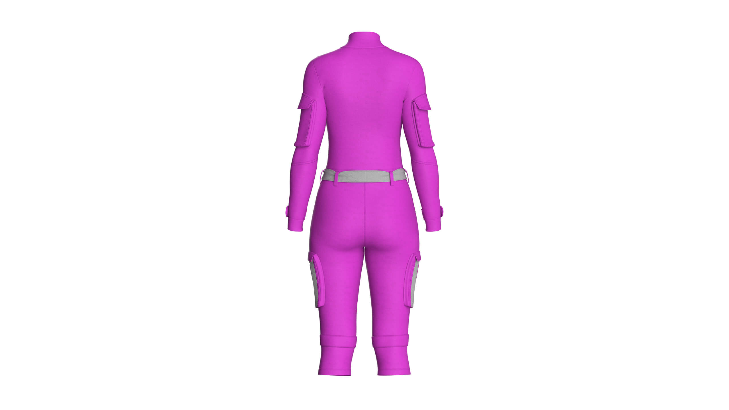 Girls Tactical Jumpsuit with Contrast Straps 3D Model