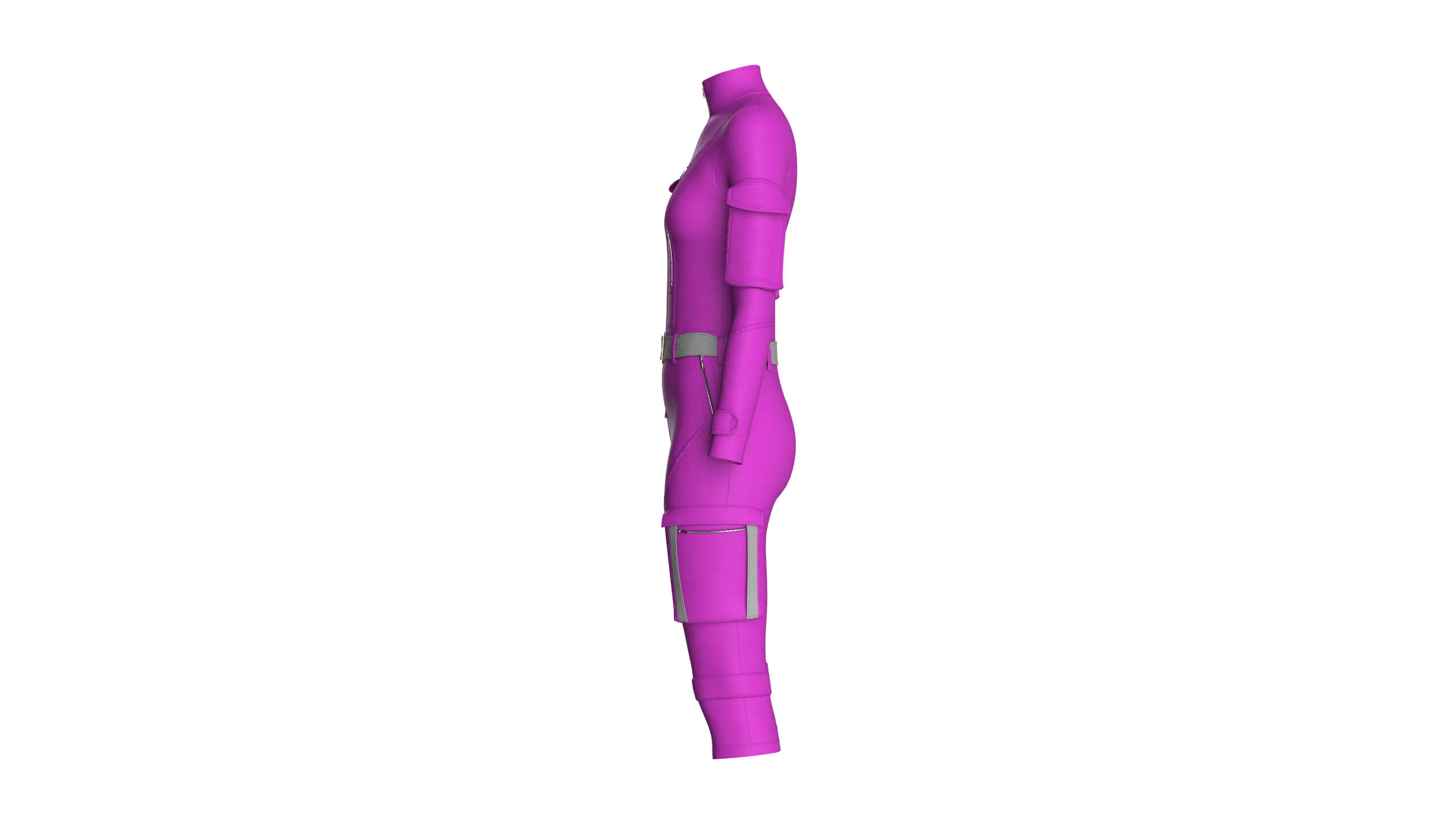 Girls Tactical Jumpsuit with Contrast Straps 3D Model