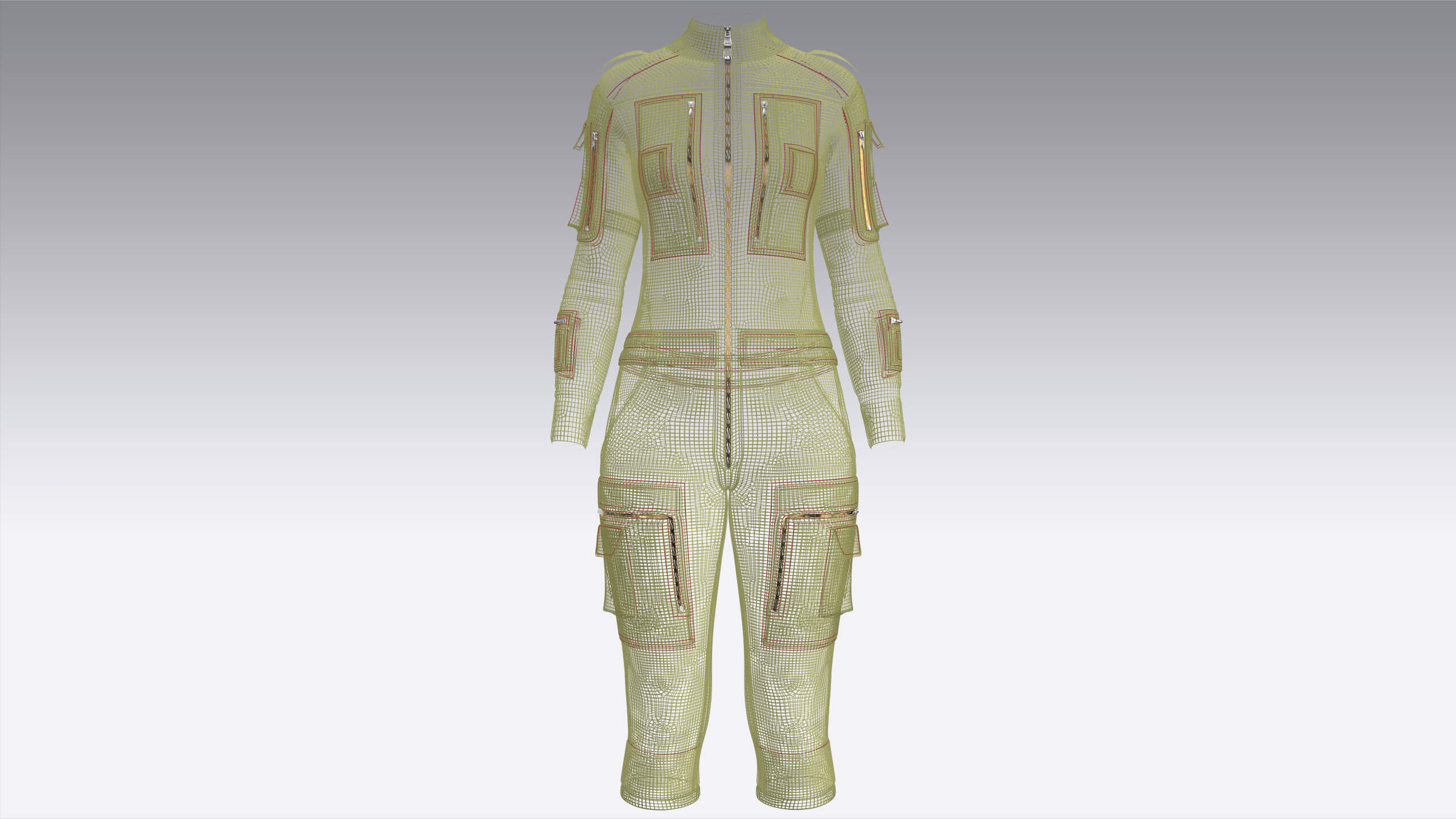 Girls Tactical Jumpsuit with Multi-Pocket 3D Model