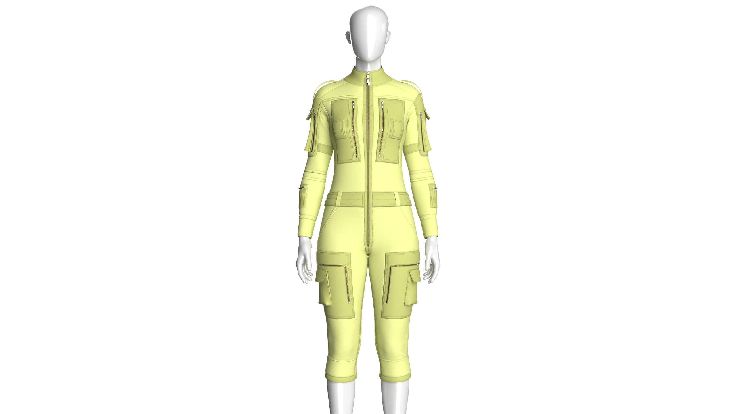 Girls Tactical Jumpsuit with Multi-Pocket 3D Model