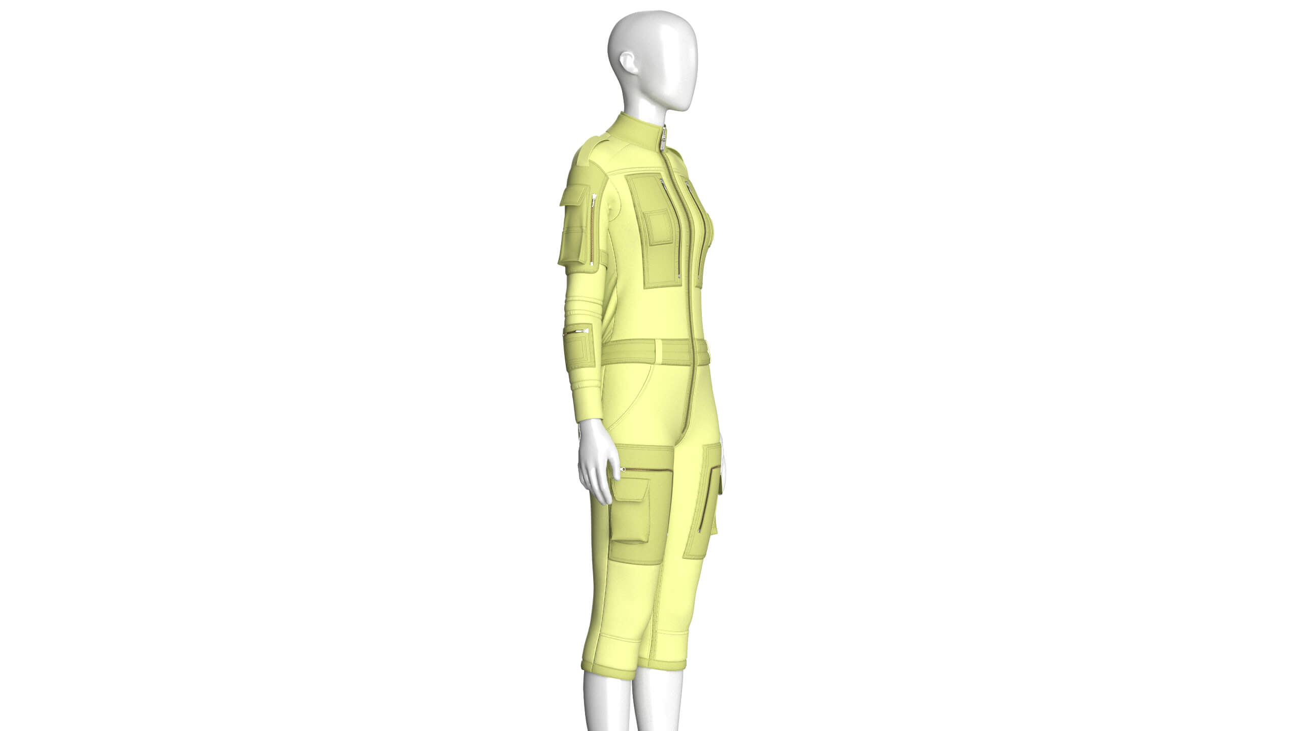 Girls Tactical Jumpsuit with Multi-Pocket 3D Model