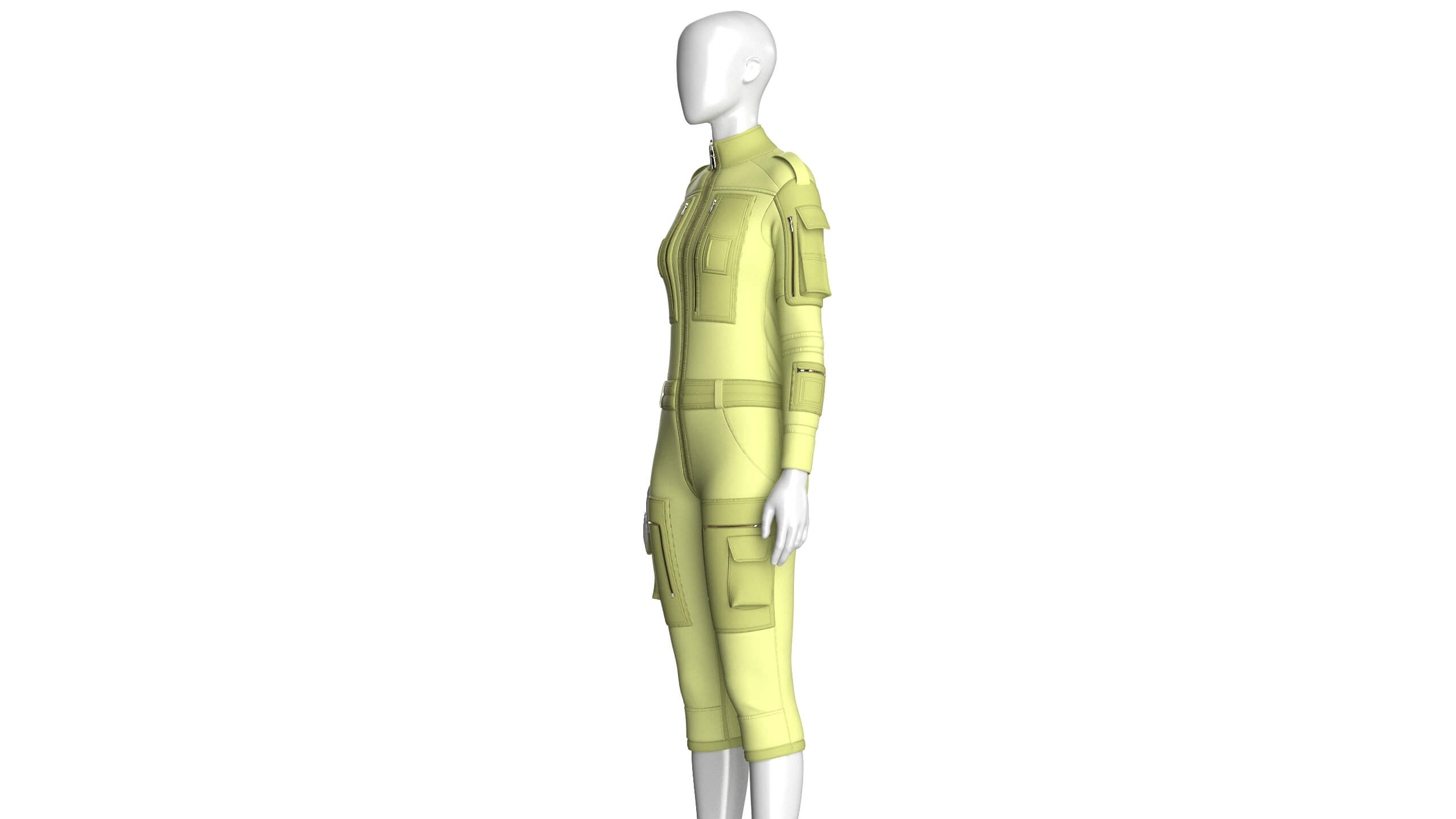 Girls Tactical Jumpsuit with Multi-Pocket 3D Model