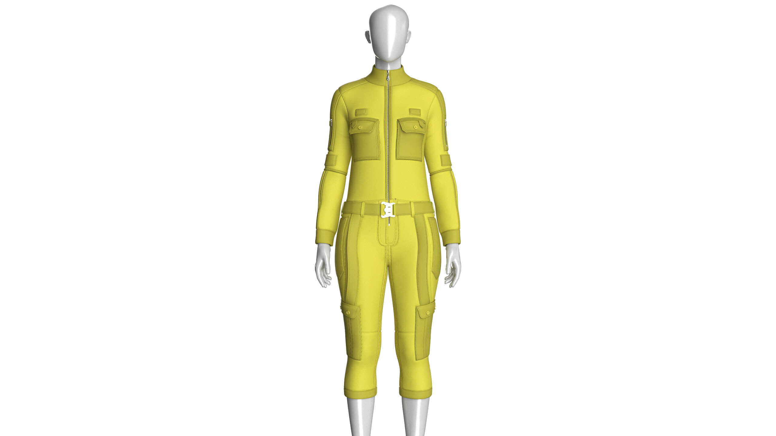 Girls Tactical Jumpsuit with Pockets 3D Model