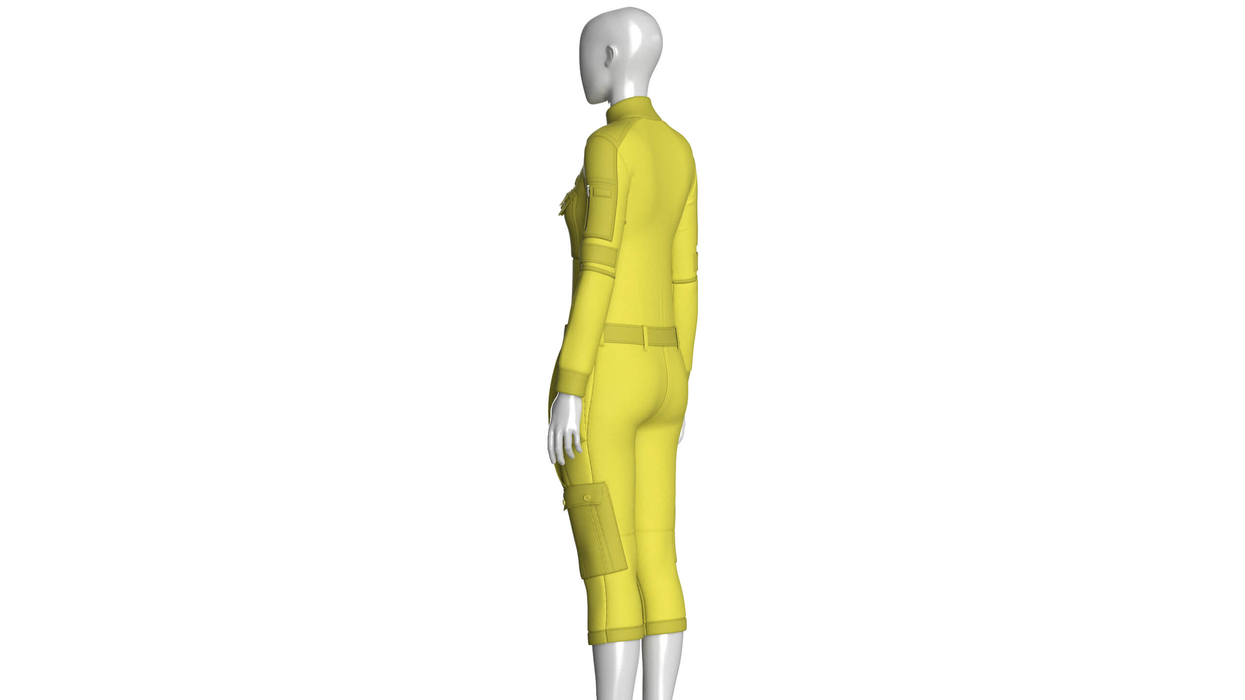 Girls Tactical Jumpsuit with Pockets 3D Model