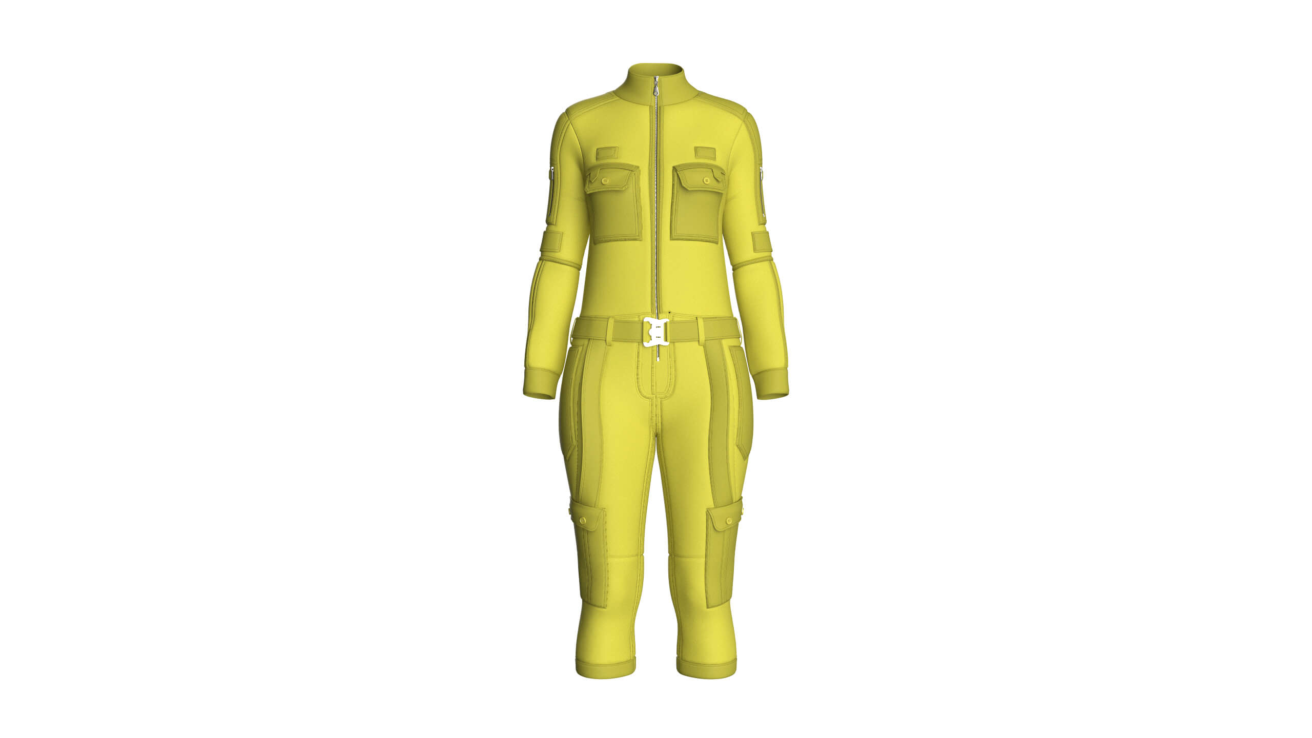 Girls Tactical Jumpsuit with Pockets 3D Model