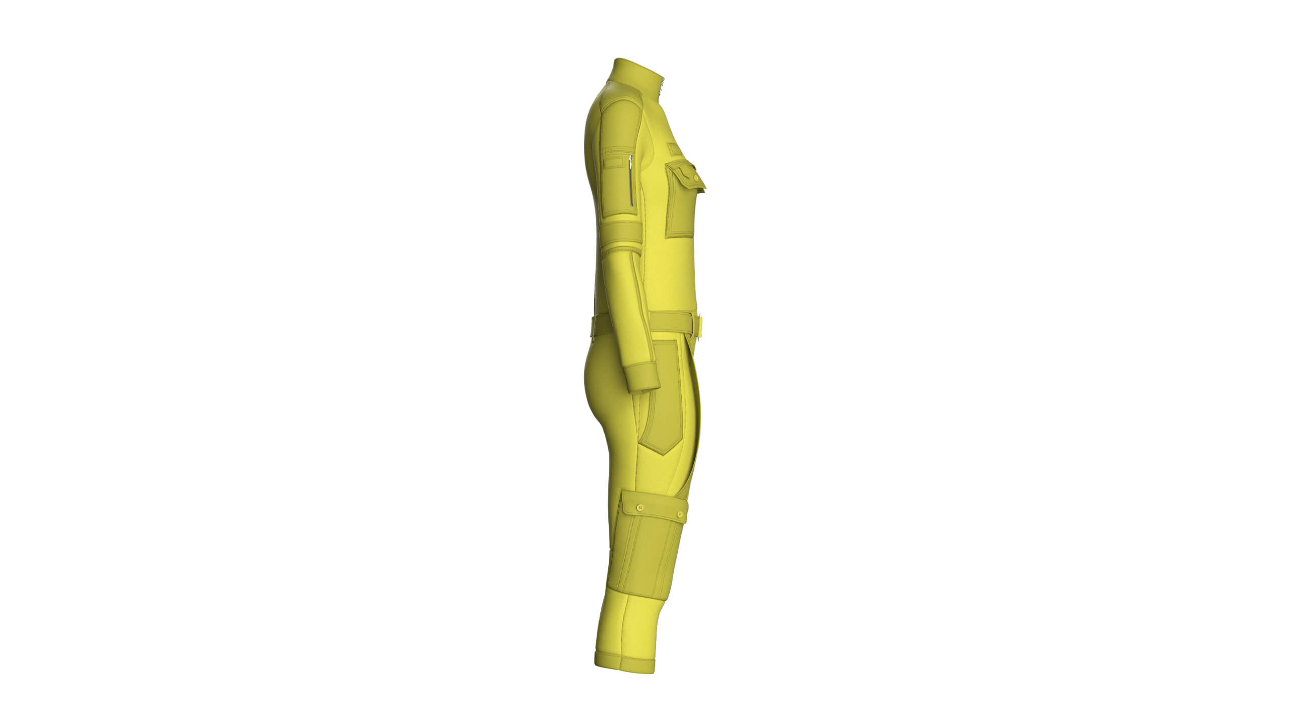 Girls Tactical Jumpsuit with Pockets 3D Model