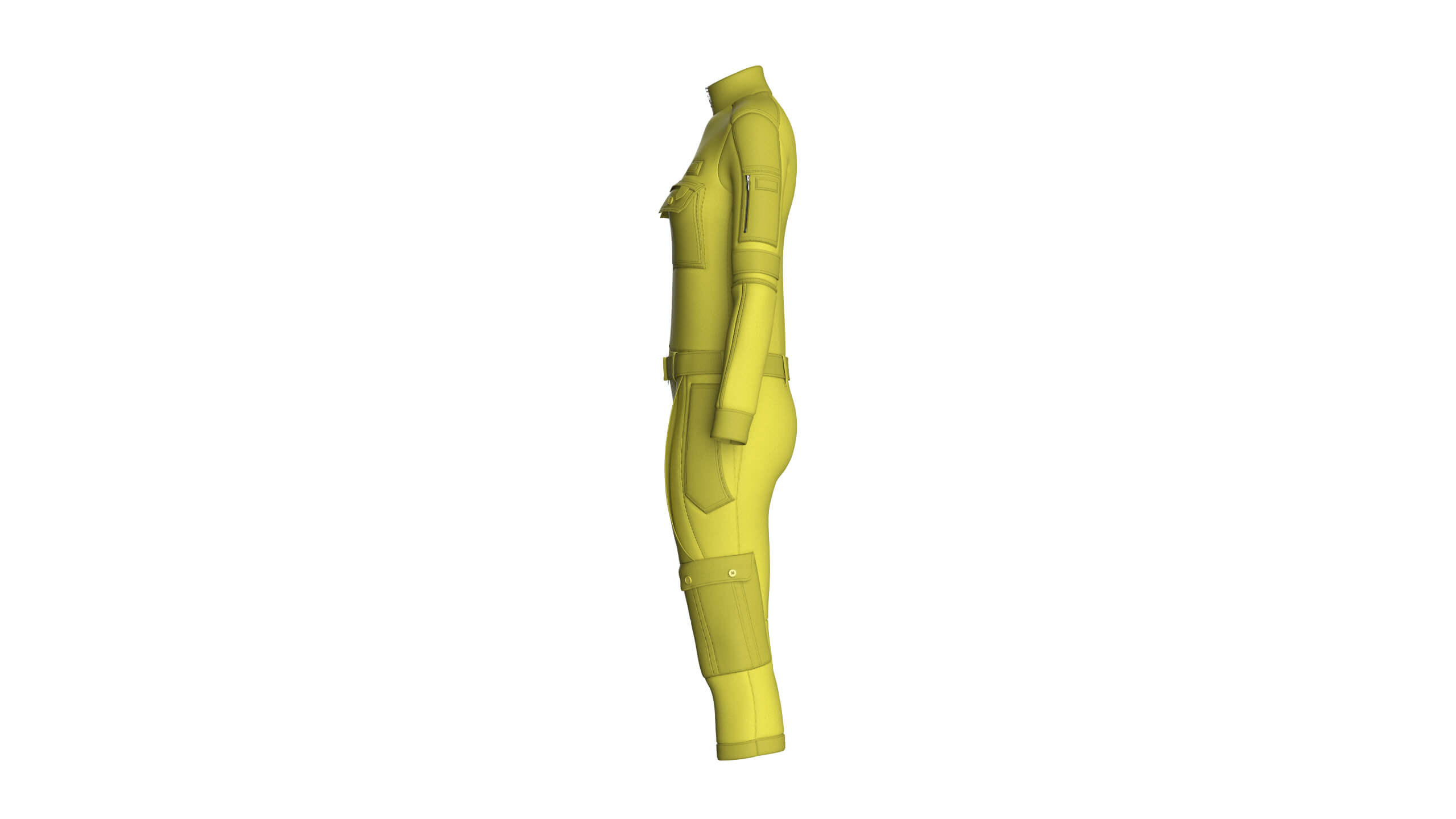 Girls Tactical Jumpsuit with Pockets 3D Model
