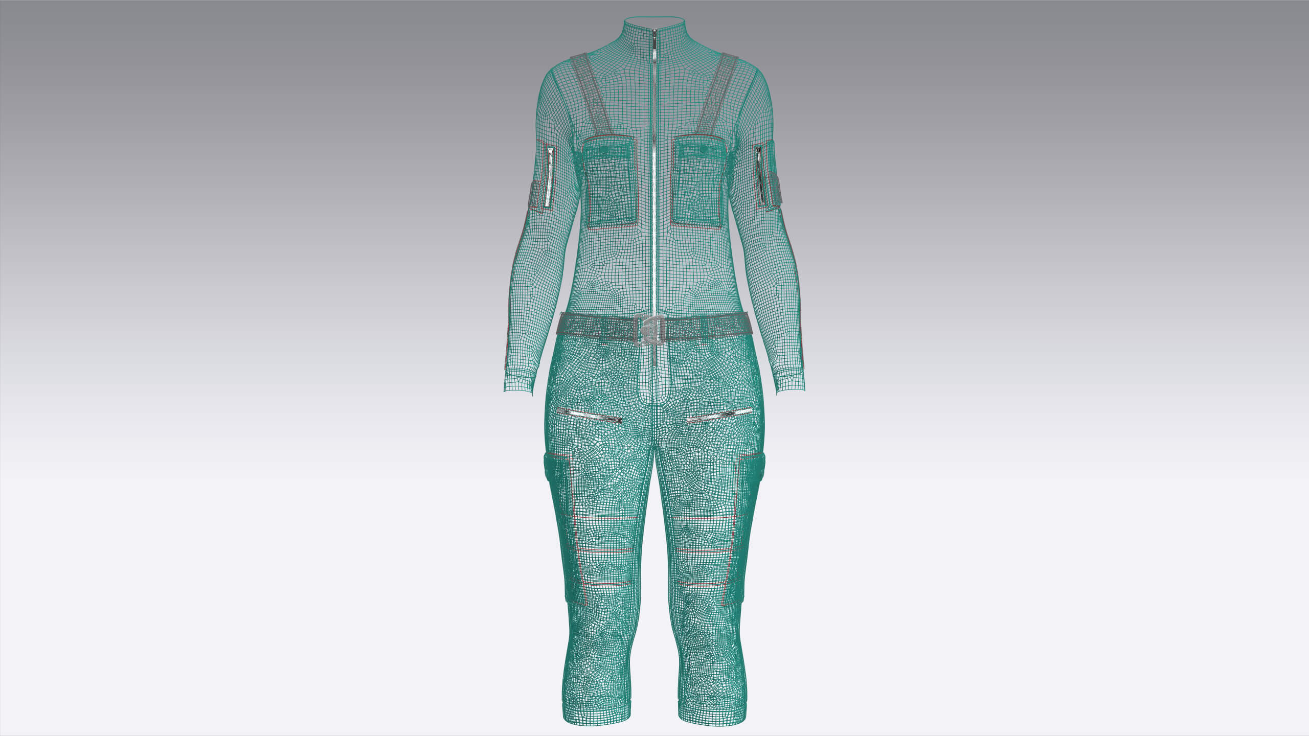 Girls Tactical Jumpsuit with Shoulder Straps 3D Model