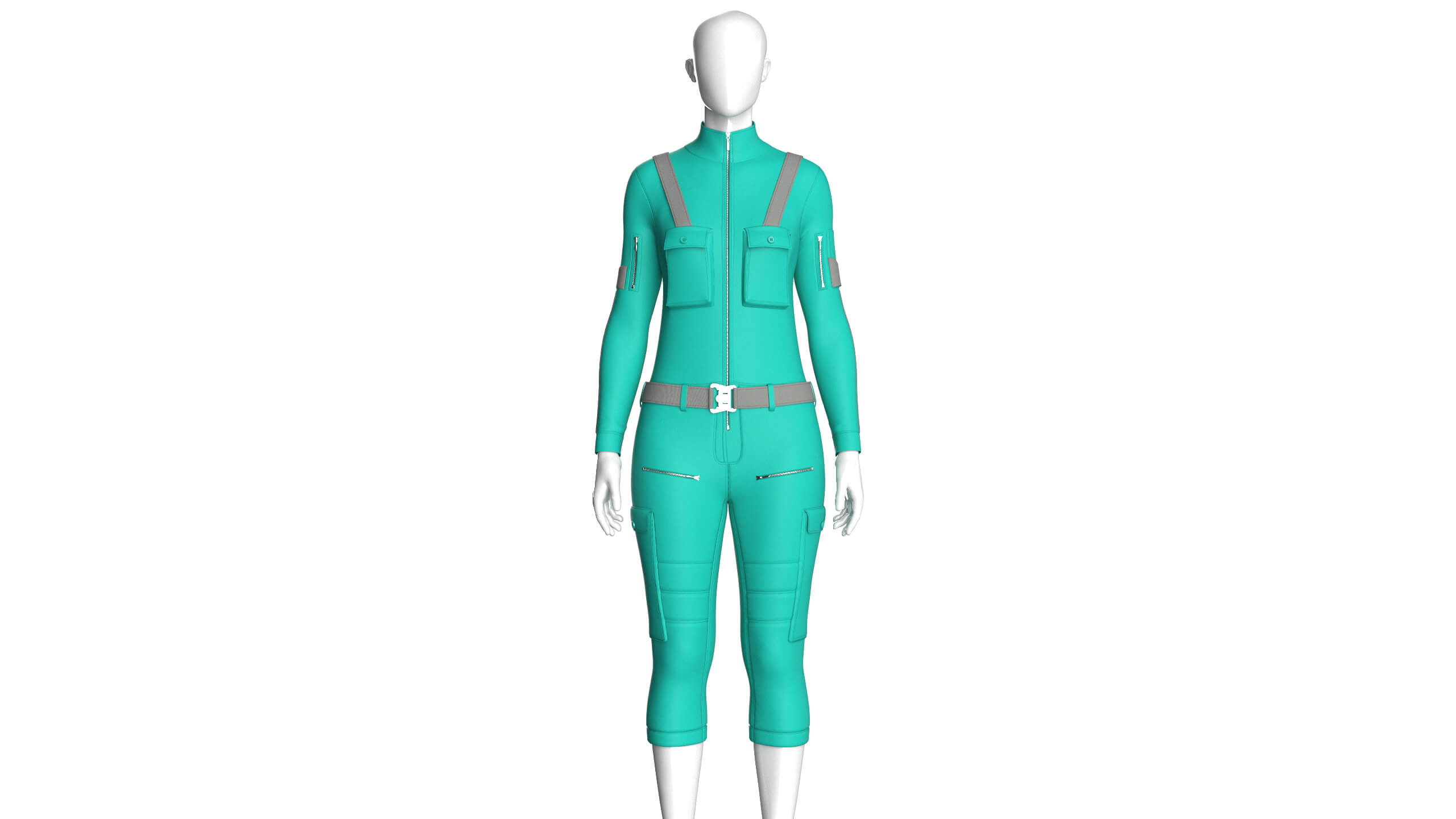 Girls Tactical Jumpsuit with Shoulder Straps 3D Model