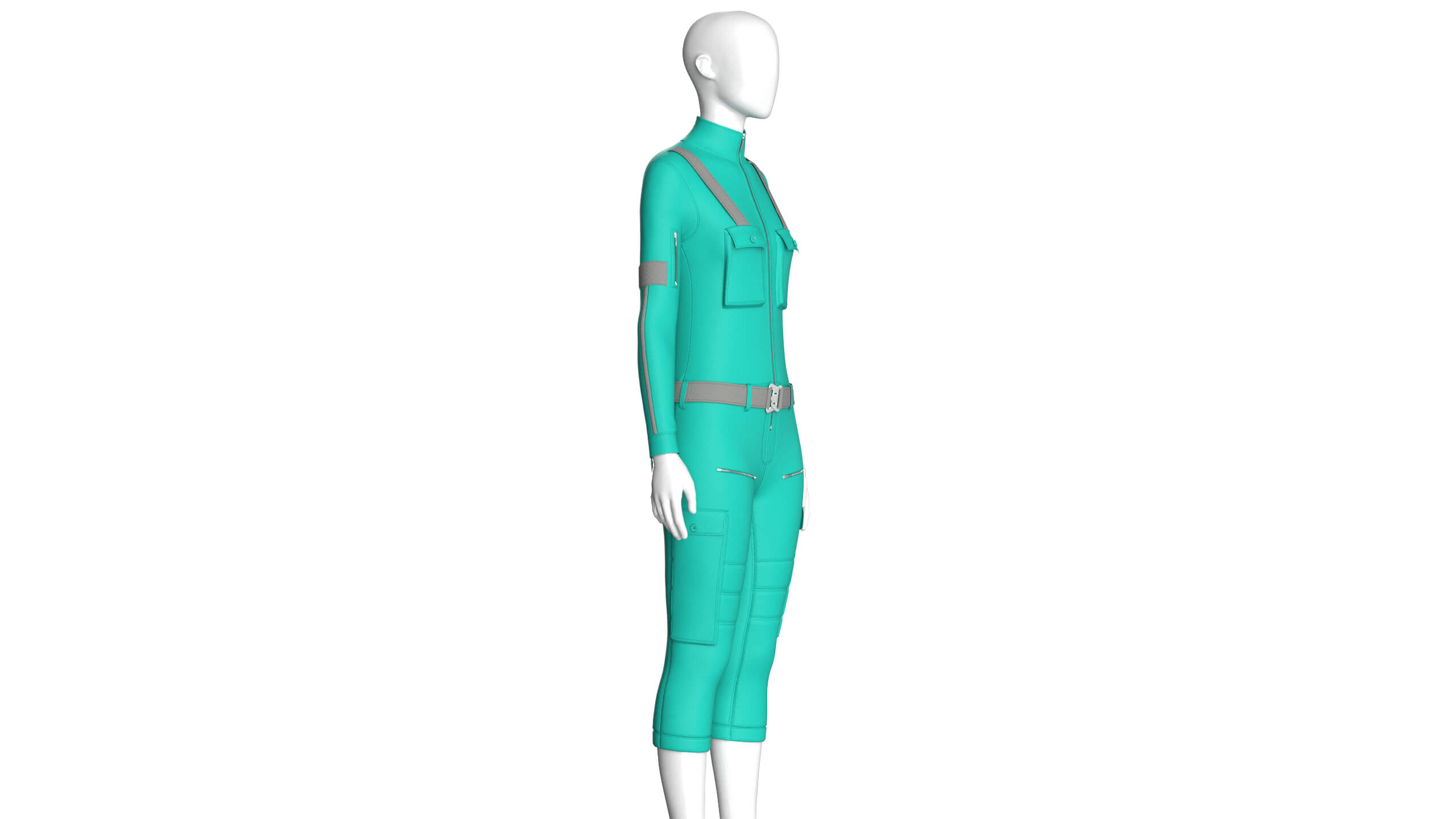 Girls Tactical Jumpsuit with Shoulder Straps 3D Model
