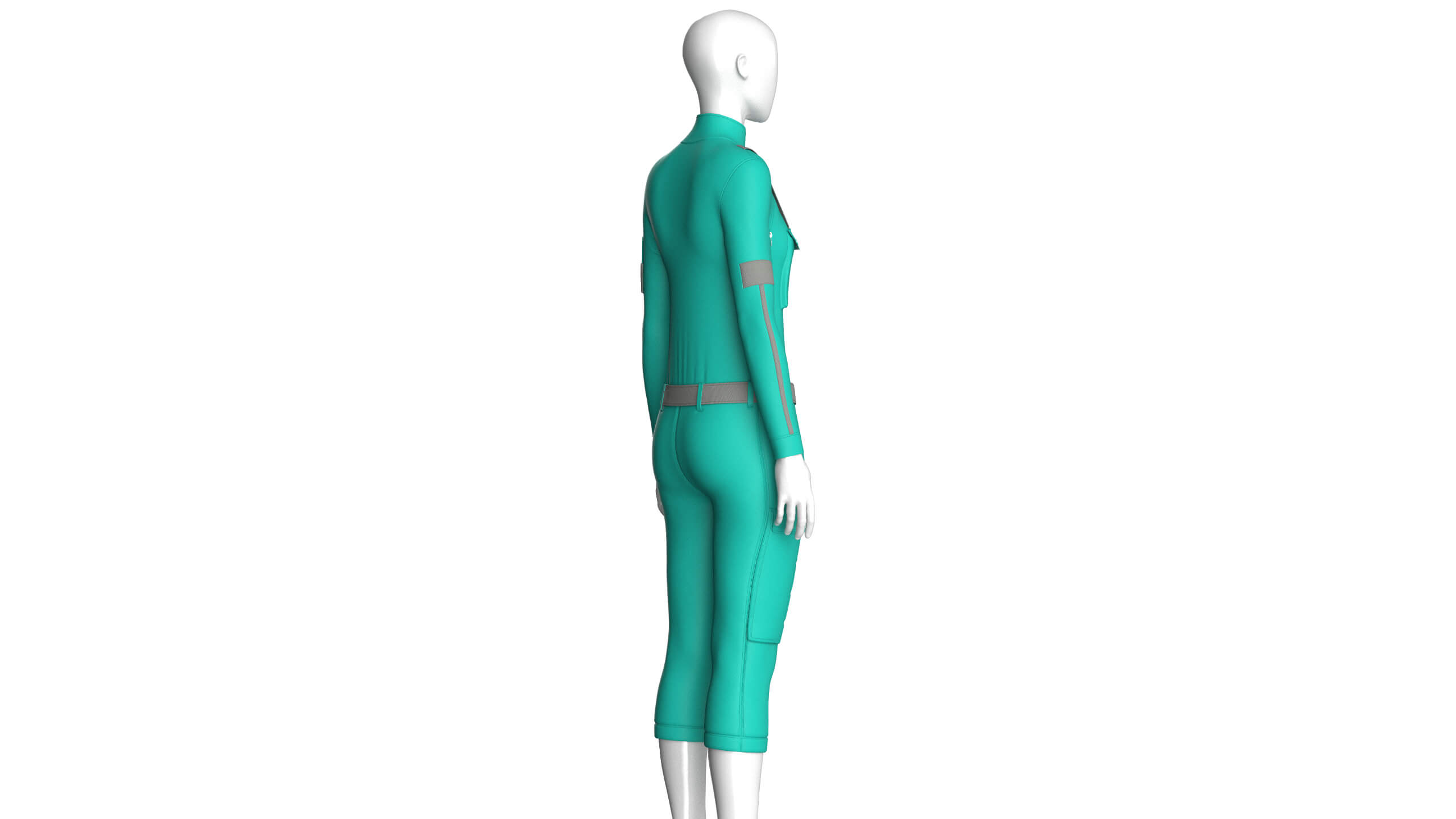 Girls Tactical Jumpsuit with Shoulder Straps 3D Model